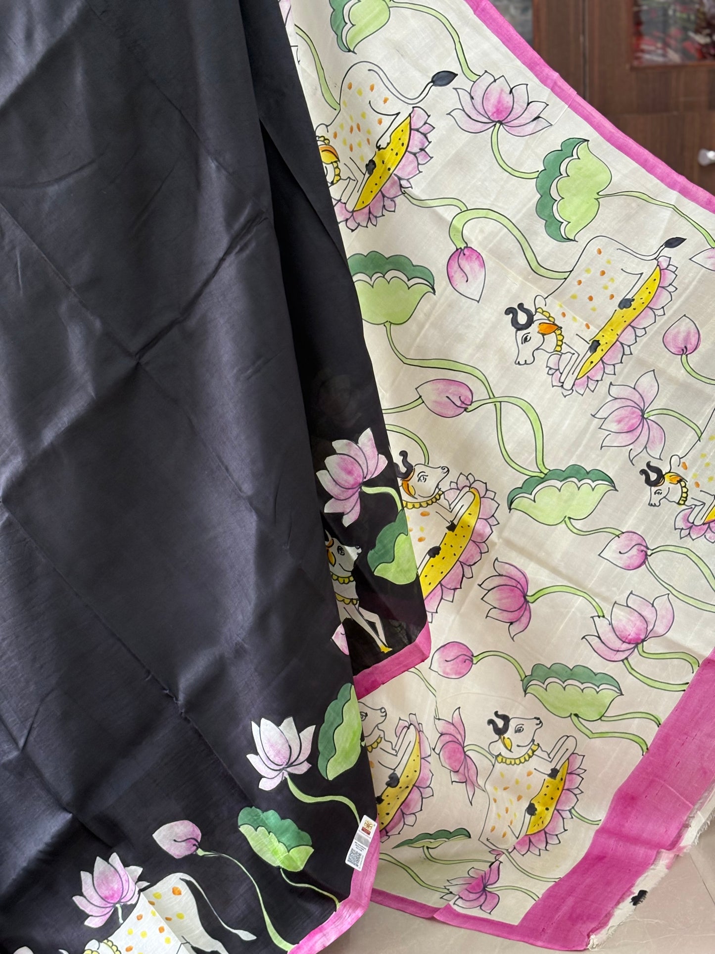 Exclusive Hand painted Pure Bishnupuri Silk Saree (Silk Marked)
