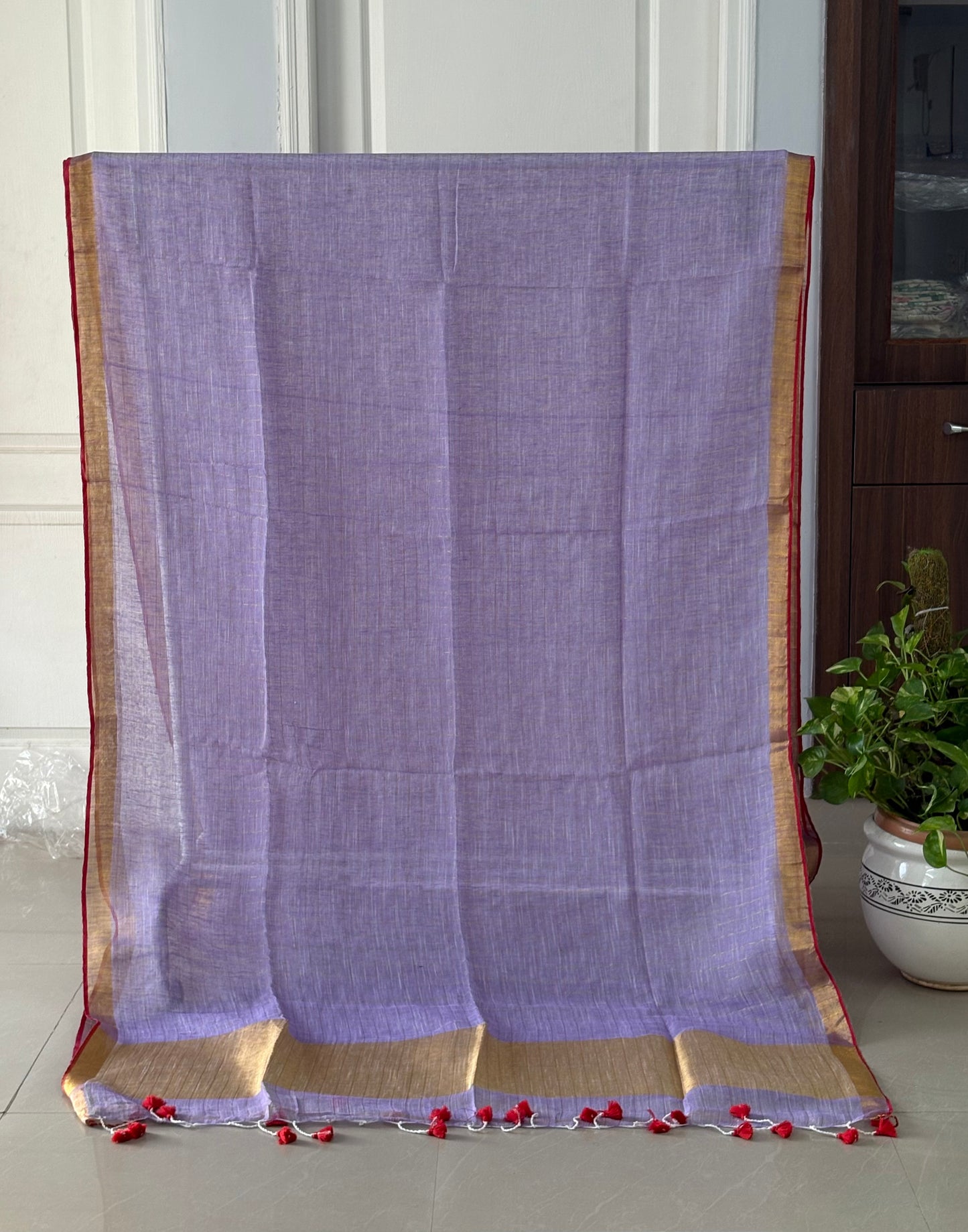 Pure Linen By Linen handloom Saree (handloom marked)