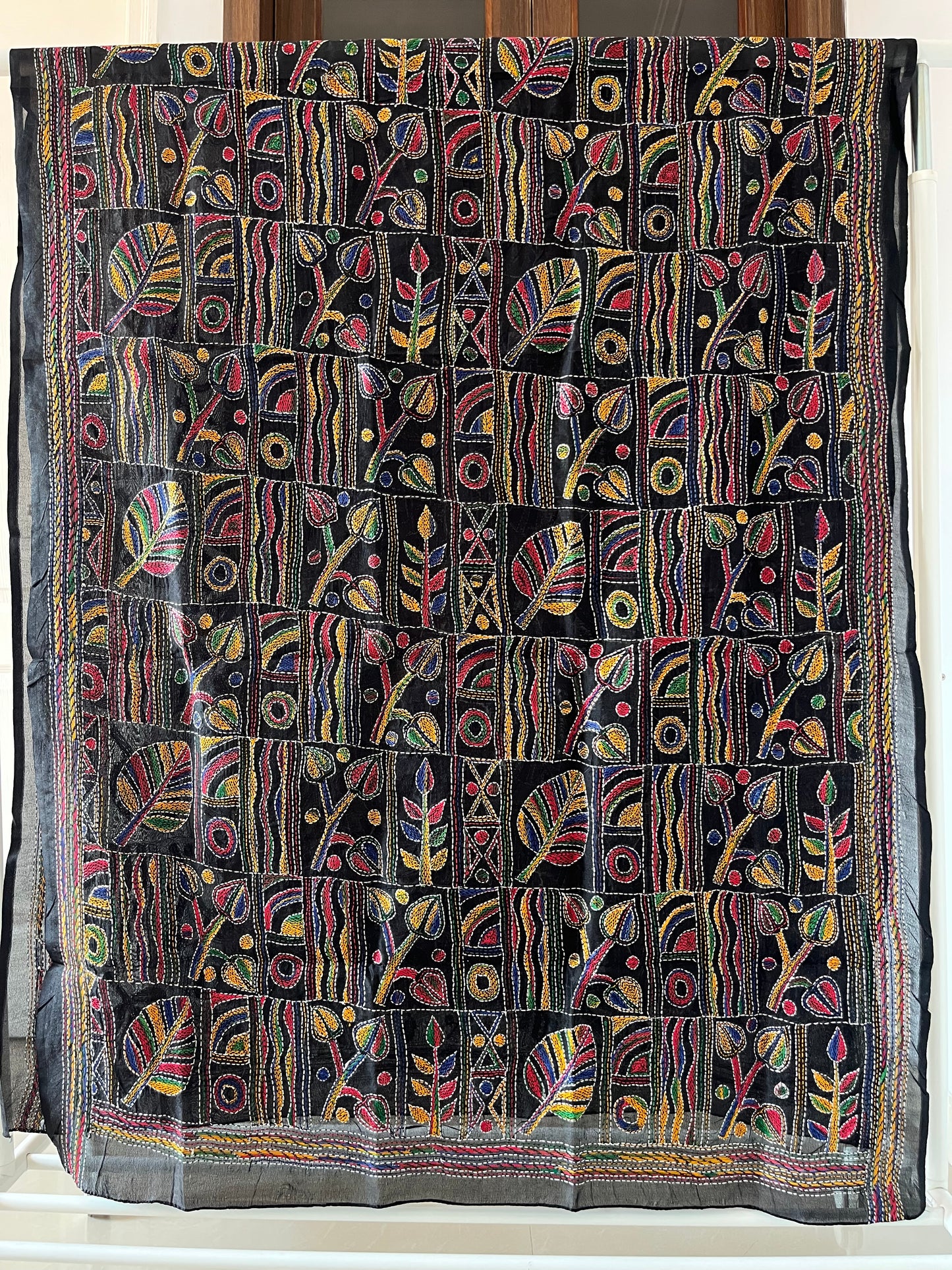 Kantha Hand Embroidary Full Work Tye Dye Semi Tusshar Silk Dupatta