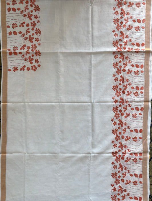 Kantha Stitch Hand Embroidered South Cotton Saree