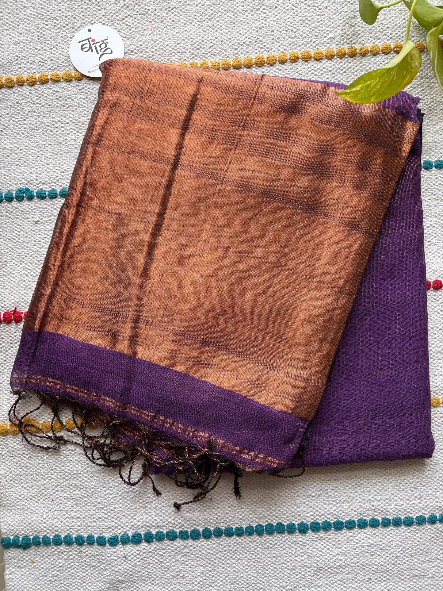 Tissue Linen Blend Handwoven Saree | Handloom Marked | Lavendar Purple