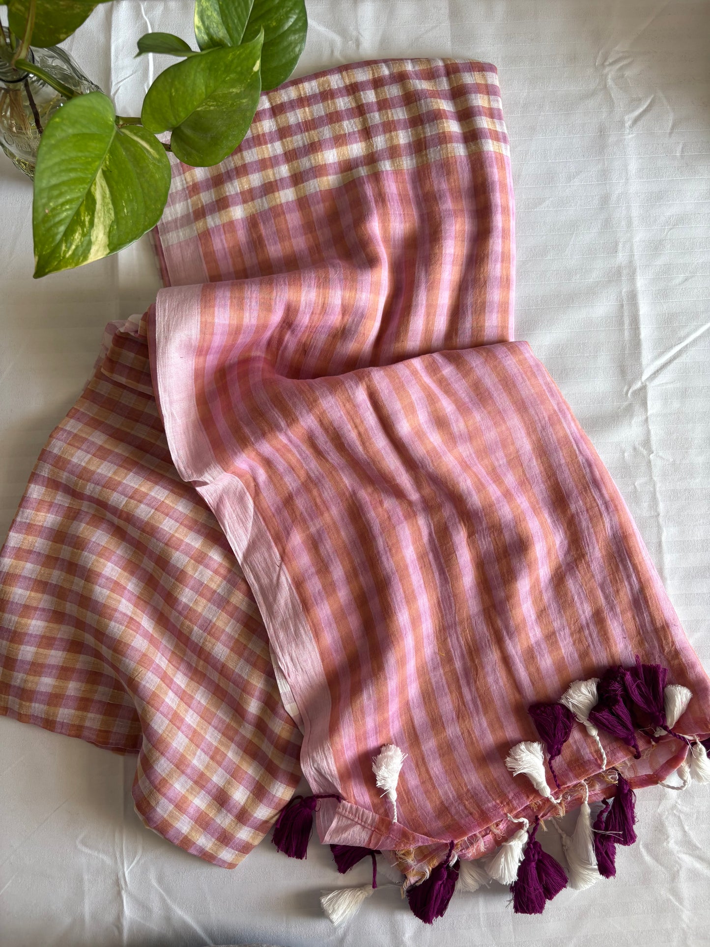 Mul Cotton check Saree