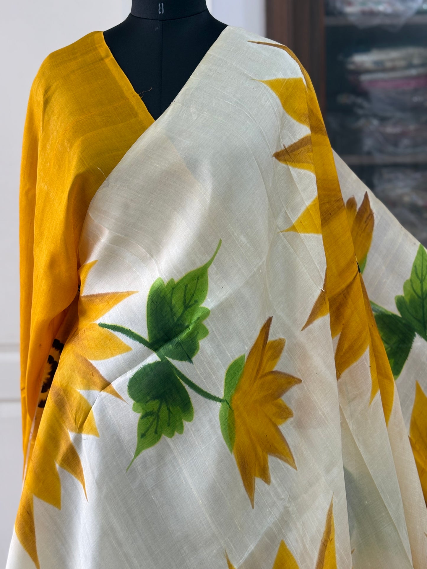 Exclusive Hand painted Pure Bishnupuri Silk Saree (Silk Marked)