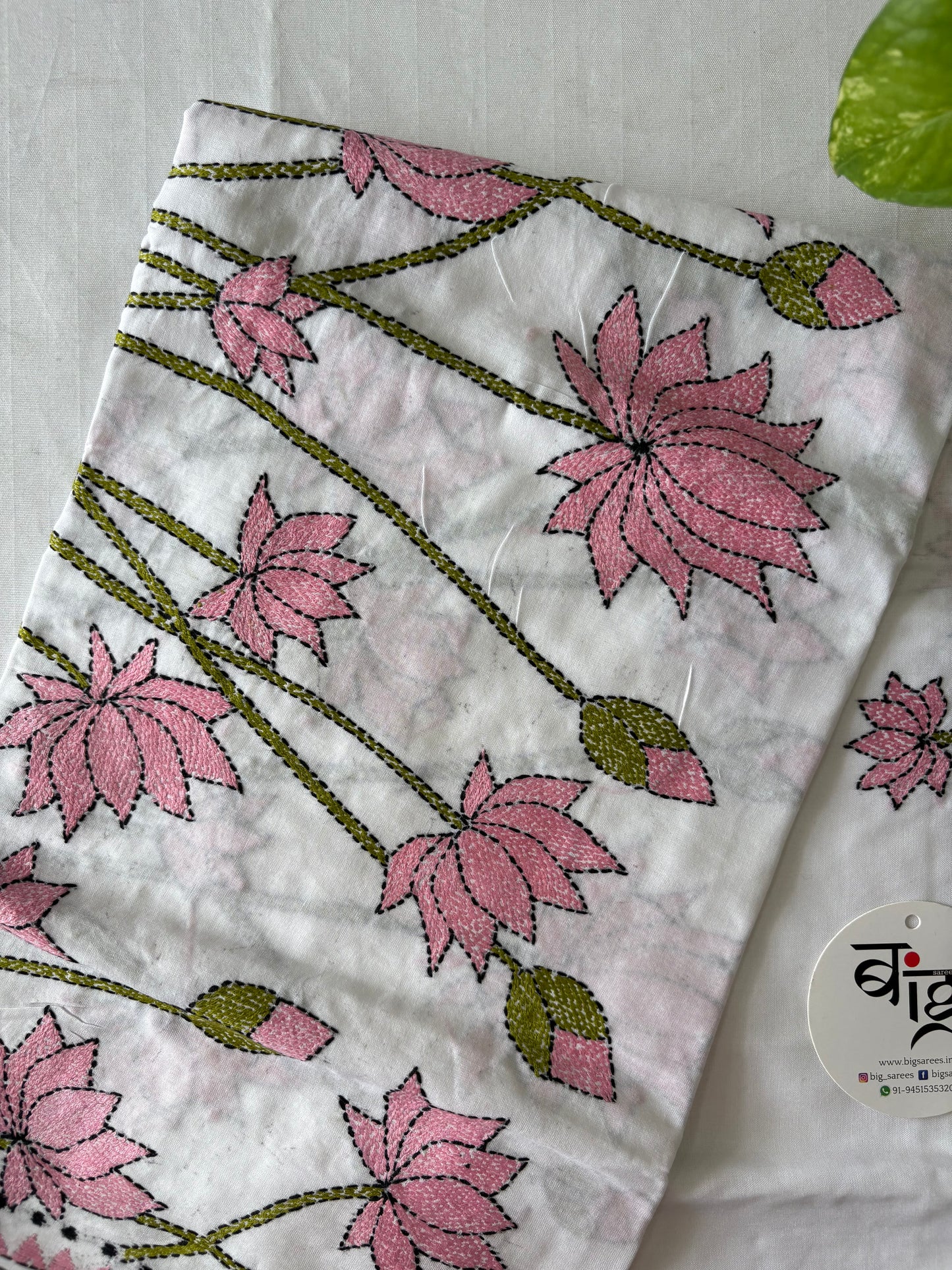 Kantha Hand Embroidary Full Work Pure Cotton Dupatta- white “36”