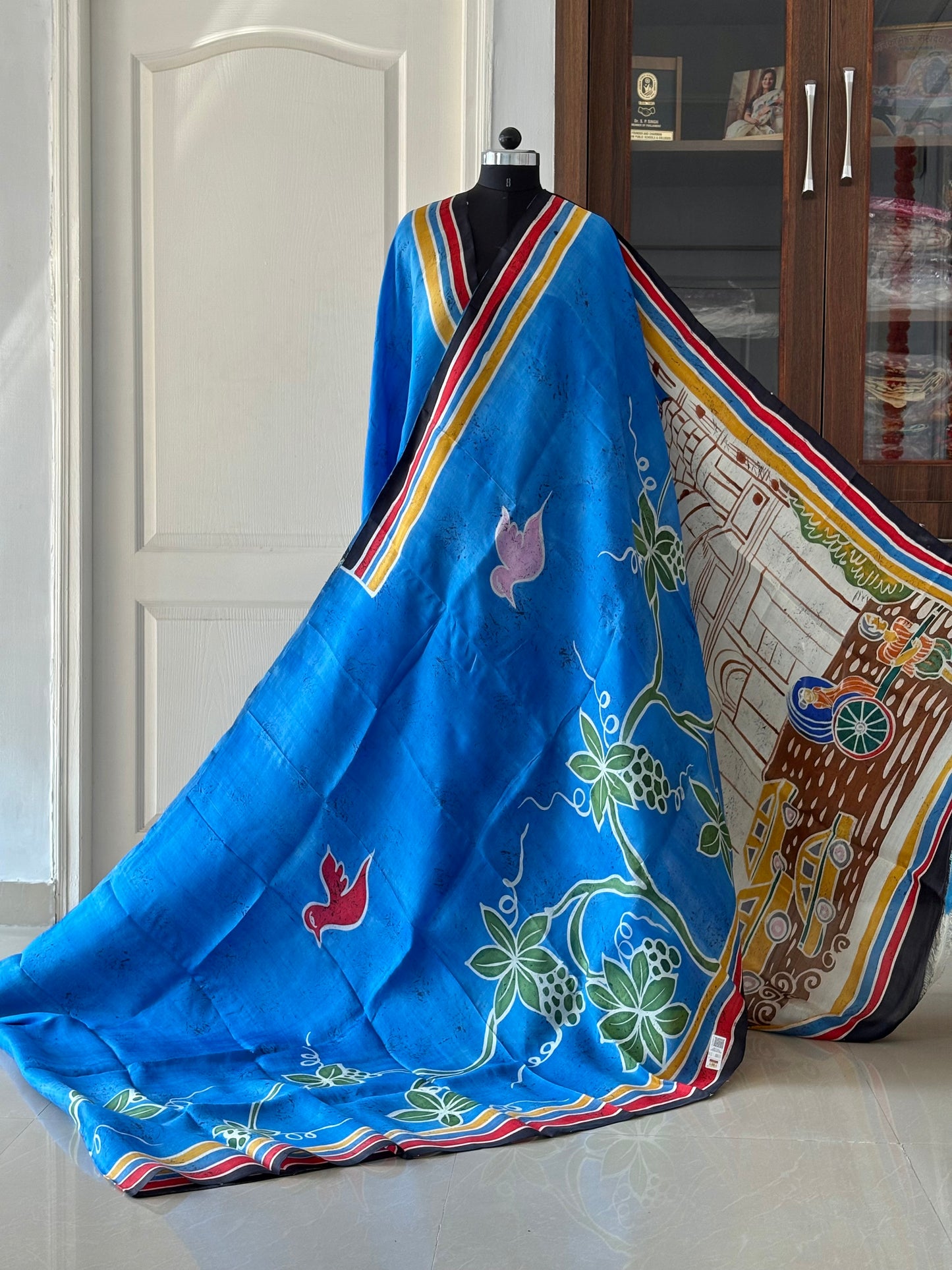 Exclusive Hand painted Pure Bishnupuri Silk Saree (Silk Marked)