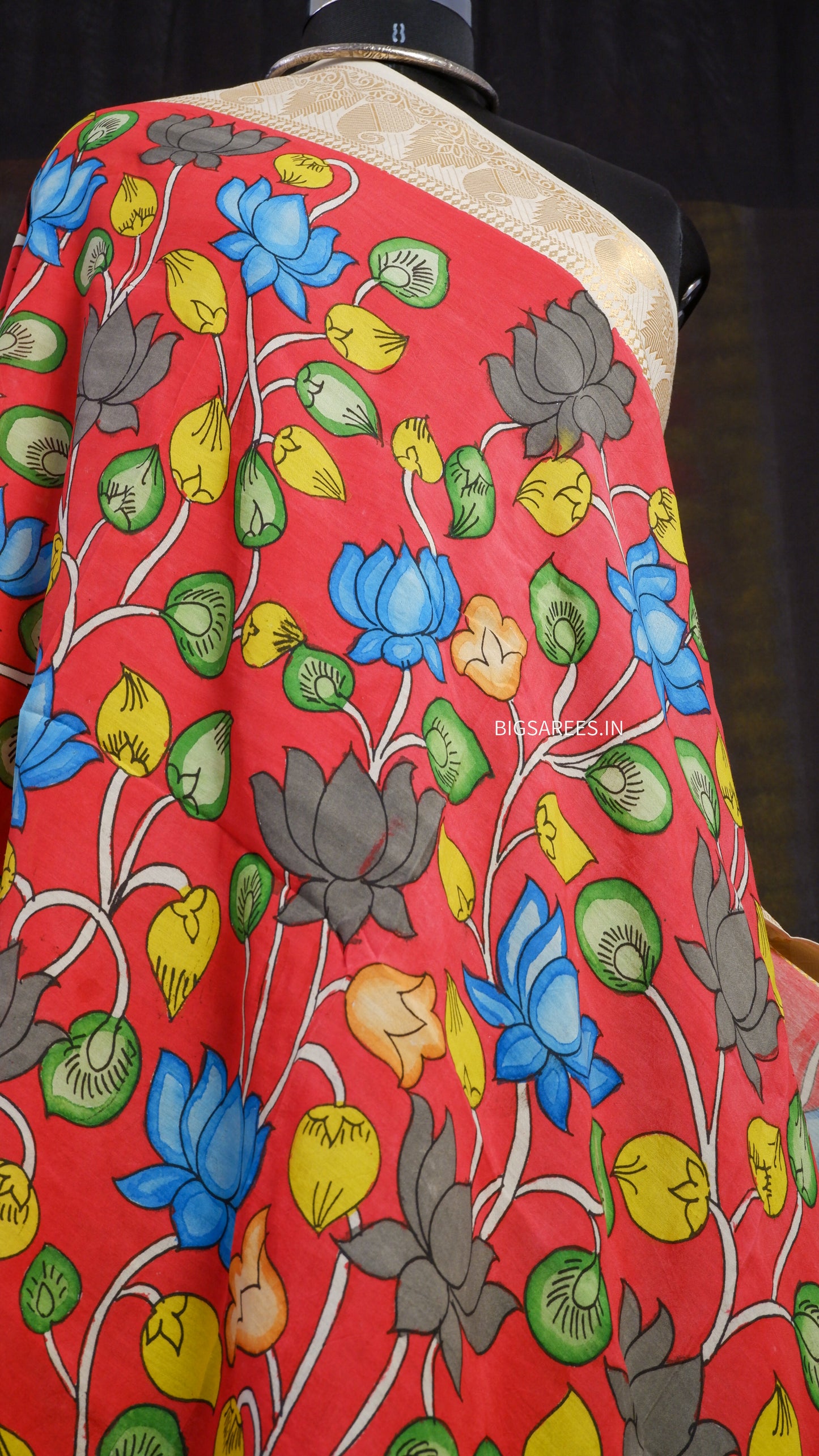 Pen Kalamkari hand painted Banglore Silk Dupatta