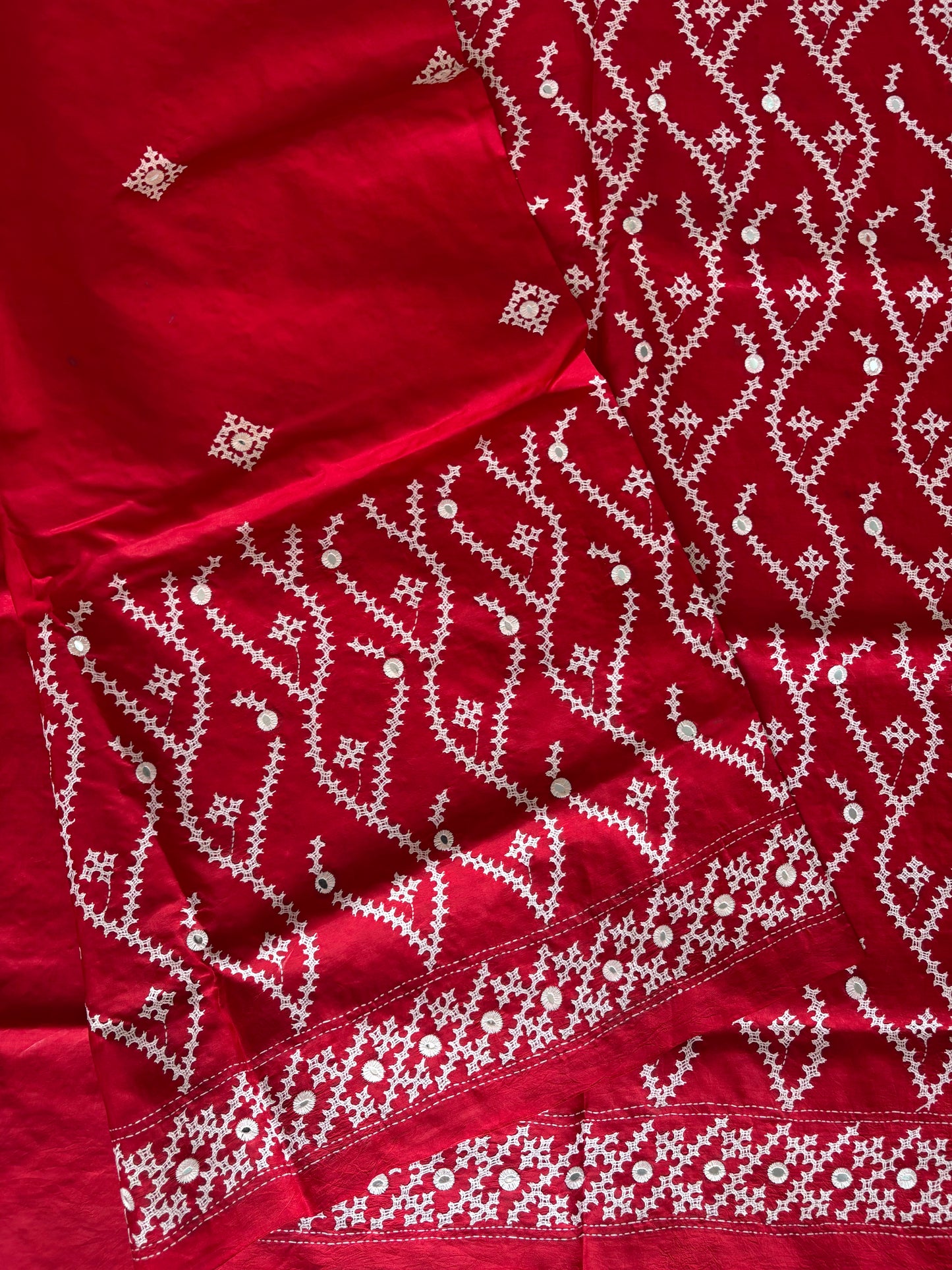 Kutch Hand Embroidered Pure Banglore Silk Saree – (Silk Marked)
