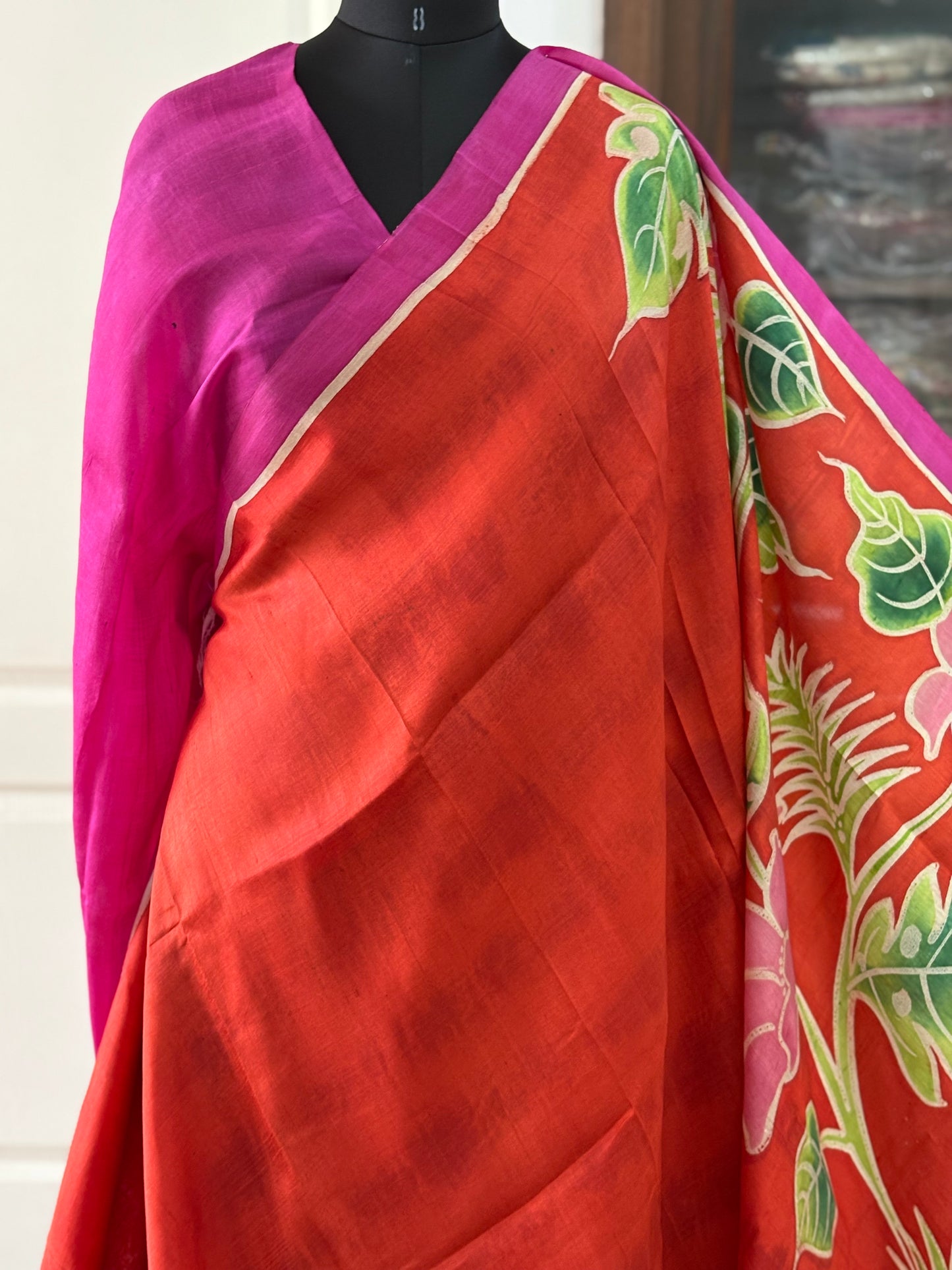 Exclusive Hand painted Pure Bishnupuri Silk Saree (Silk Marked)