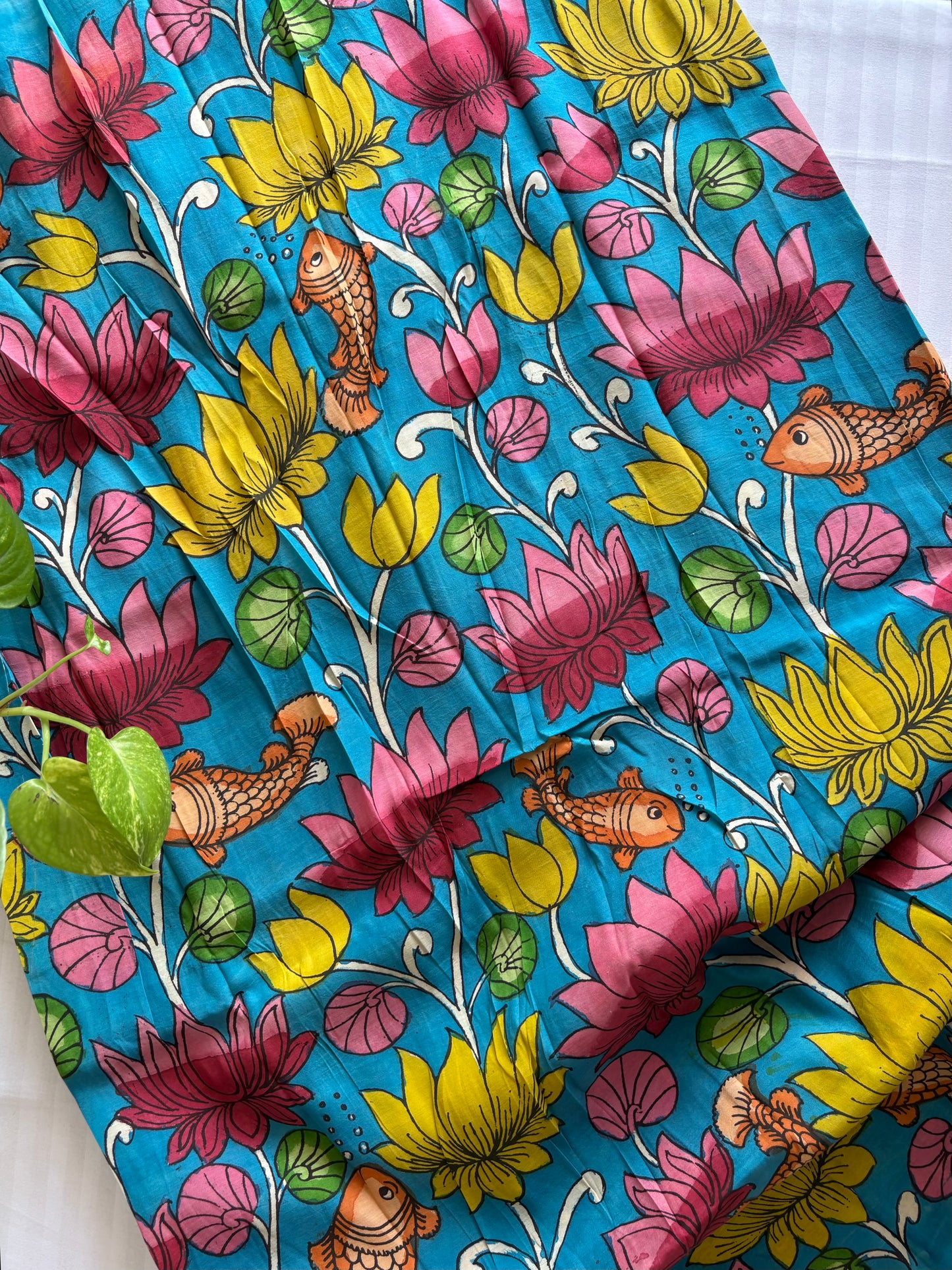 Pen Kalamkari hand painted Banglore silk fabric