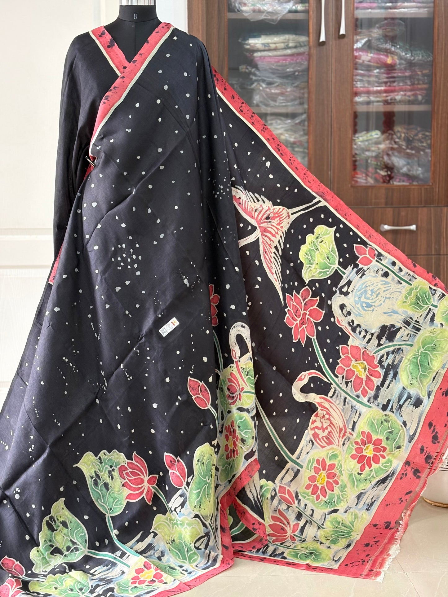 Exclusive Hand painted Pure Bishnupuri Silk Saree (Silk Marked)