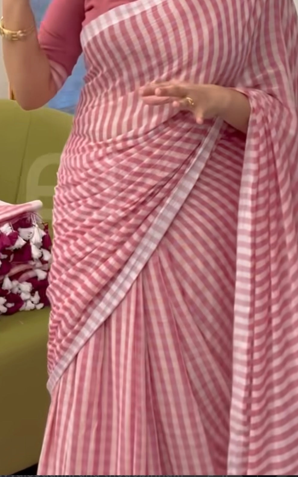 Mul Cotton check Saree