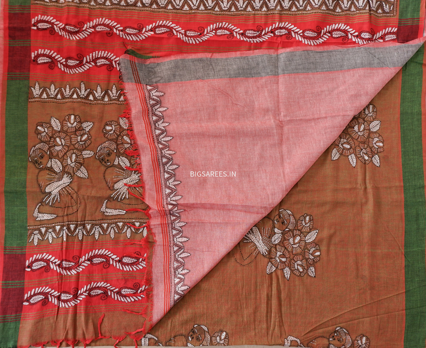 Kantha Hand Embroidered Pure Cotton Saree
