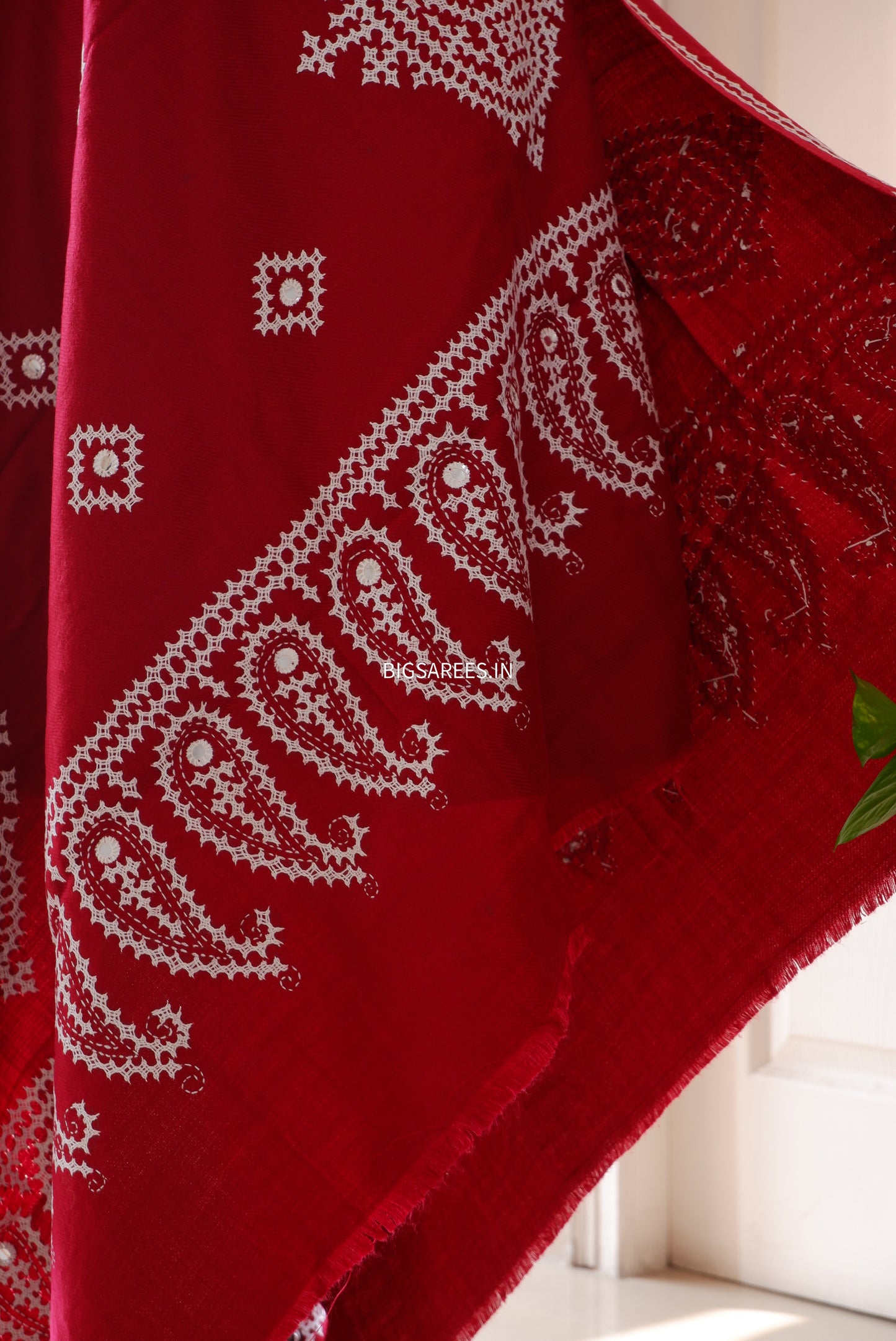 Gujrati Stitch Hand Embroidered Woollen Warm Shawl