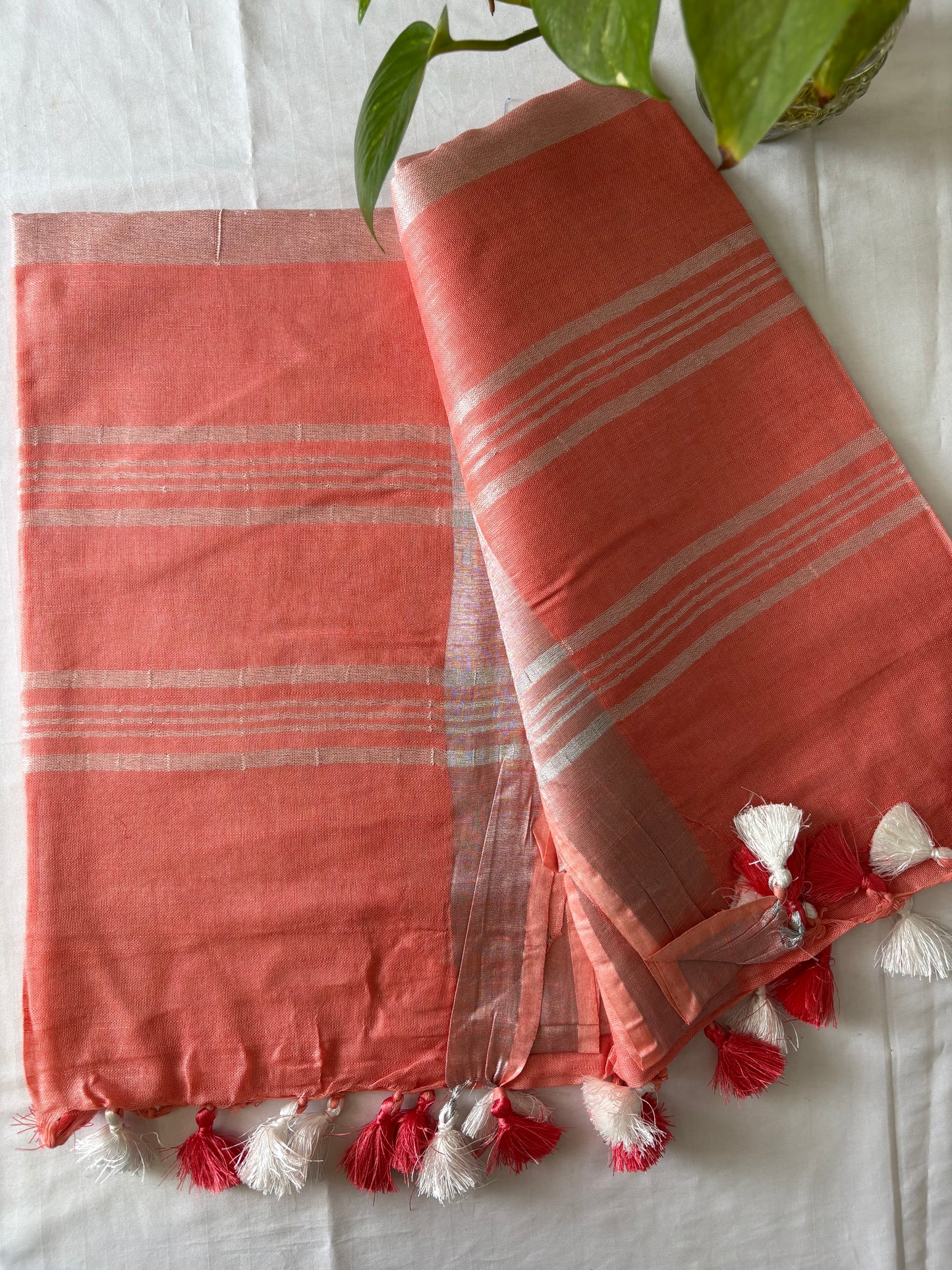 Cotton Linen Saree With running Blouse