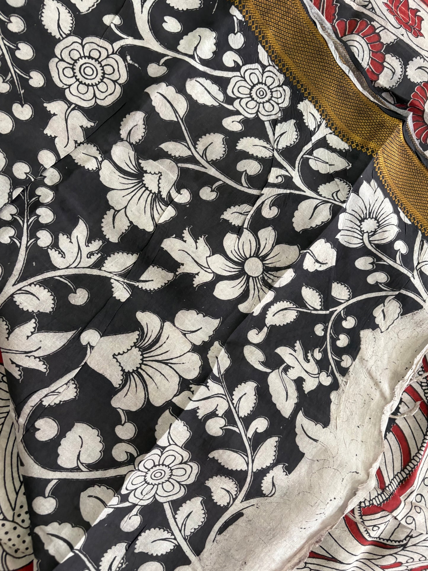 Printed Kalamkari Silk Saree with blouse