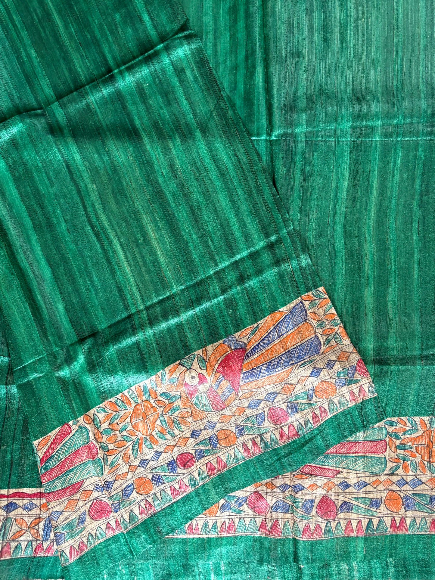 Pure Desi Tussar Silk Handcrafted Madhubani Saree (Silk Marked)