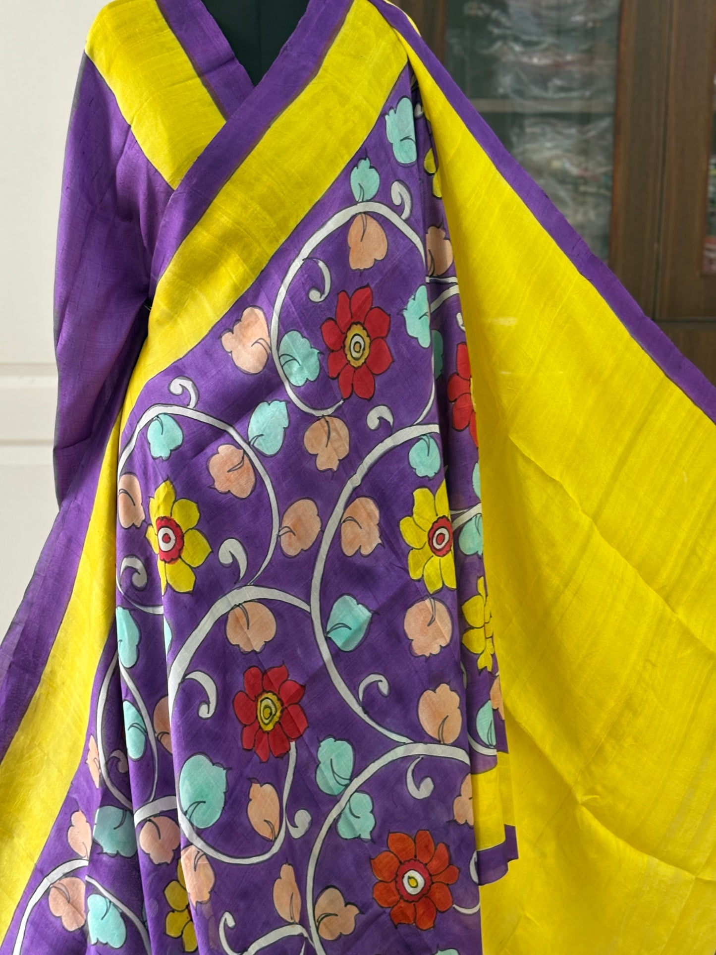 Exclusive Hand painted Pure Bishnupuri Silk Saree (Silk Marked)