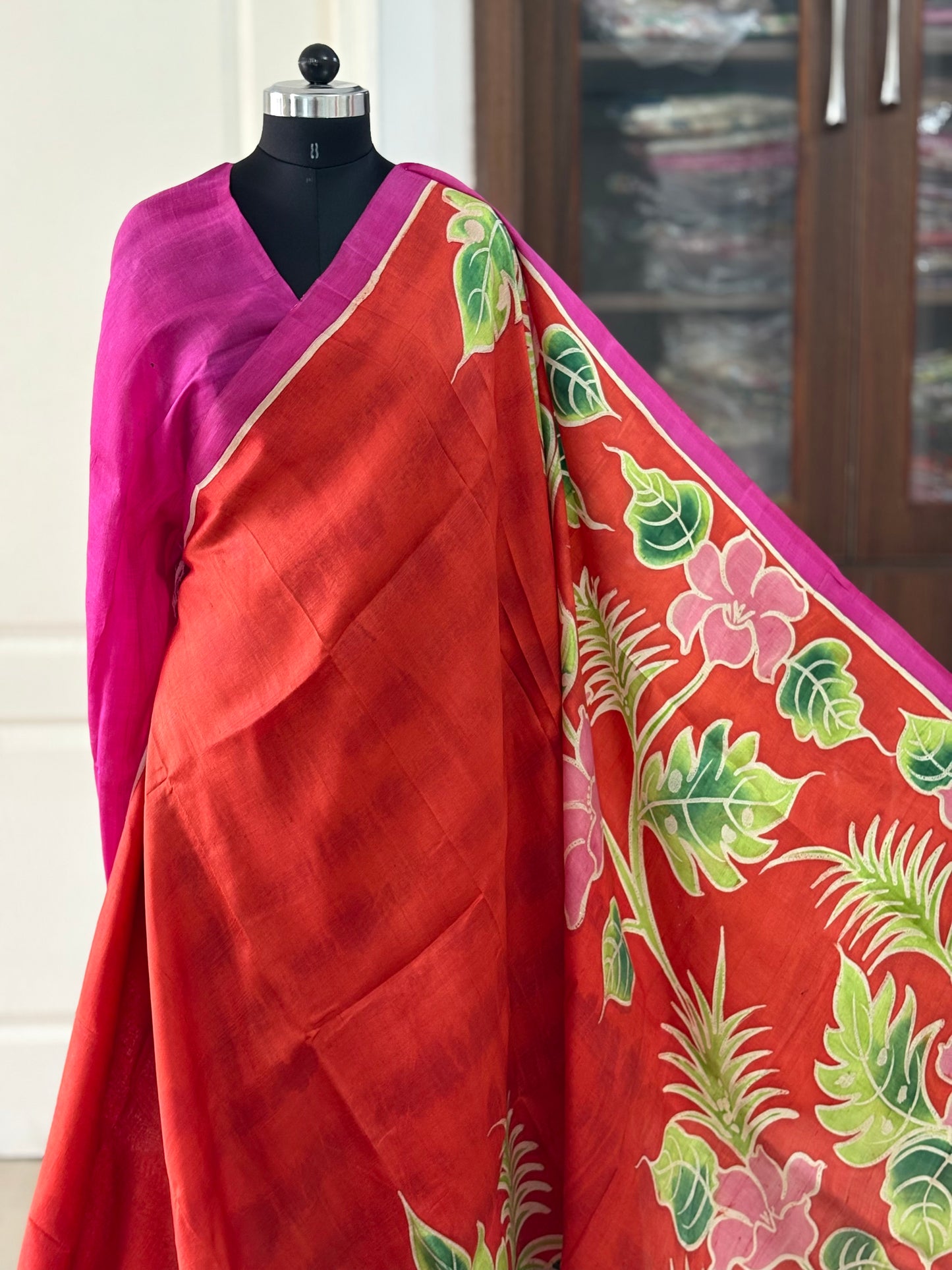 Exclusive Hand painted Pure Bishnupuri Silk Saree (Silk Marked)