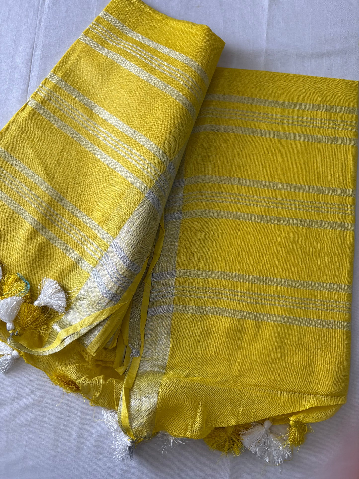 Cotton Linen Saree With running Blouse