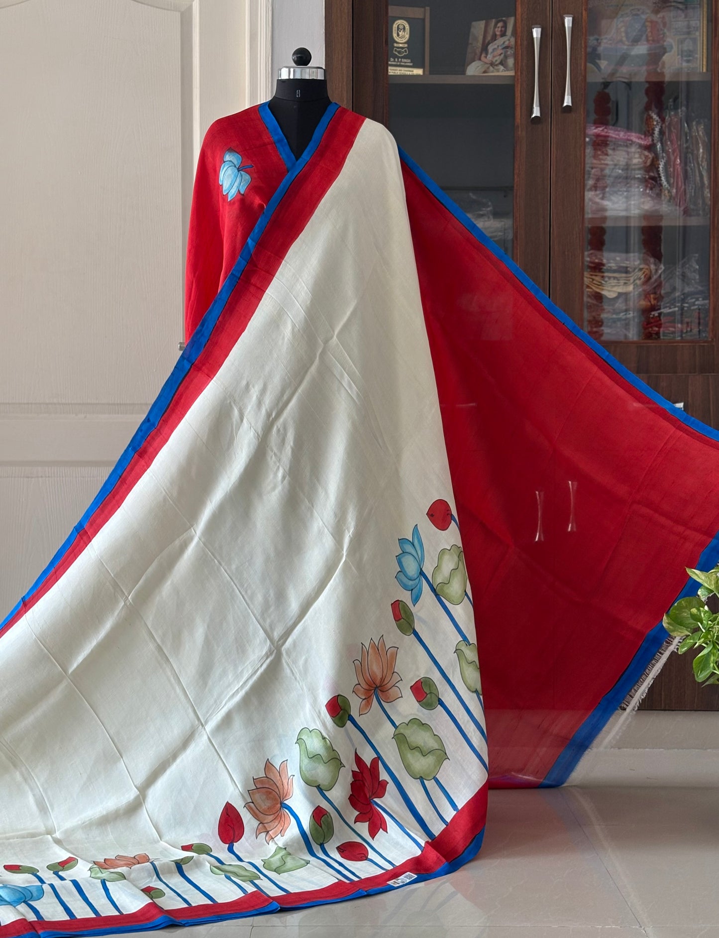 Exclusive Hand painted Pure Bishnupuri Silk Saree (Silk Marked)