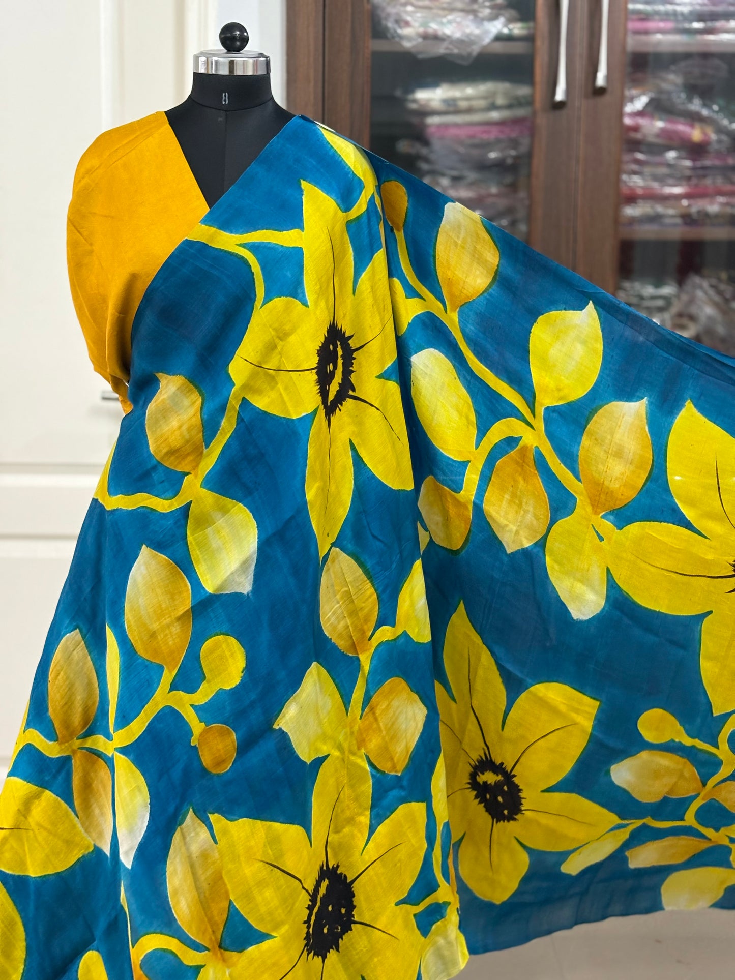 Exclusive Hand painted Pure Bishnupuri Silk Saree (Silk Marked)