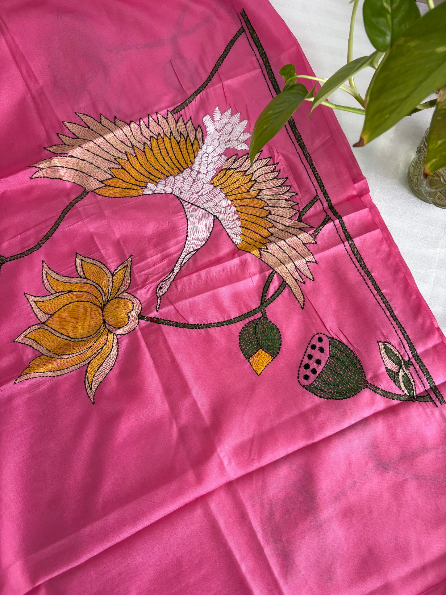 Kantha Stitch Art Silk Blouse Piece