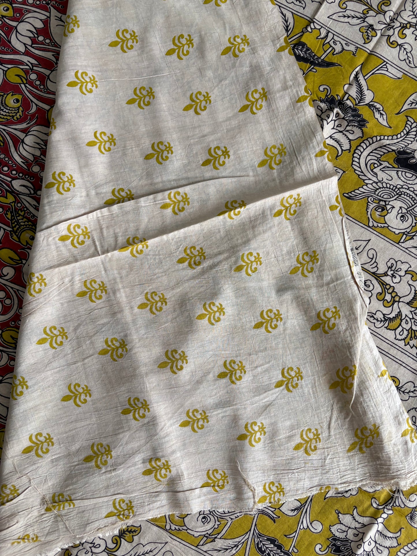 Kalamkari printed malmal cotton Saree with blouse