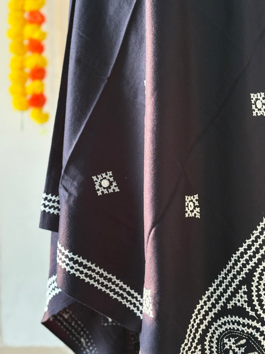 Gujrati Stitch Hand Embroidered Woollen Warm Shawl