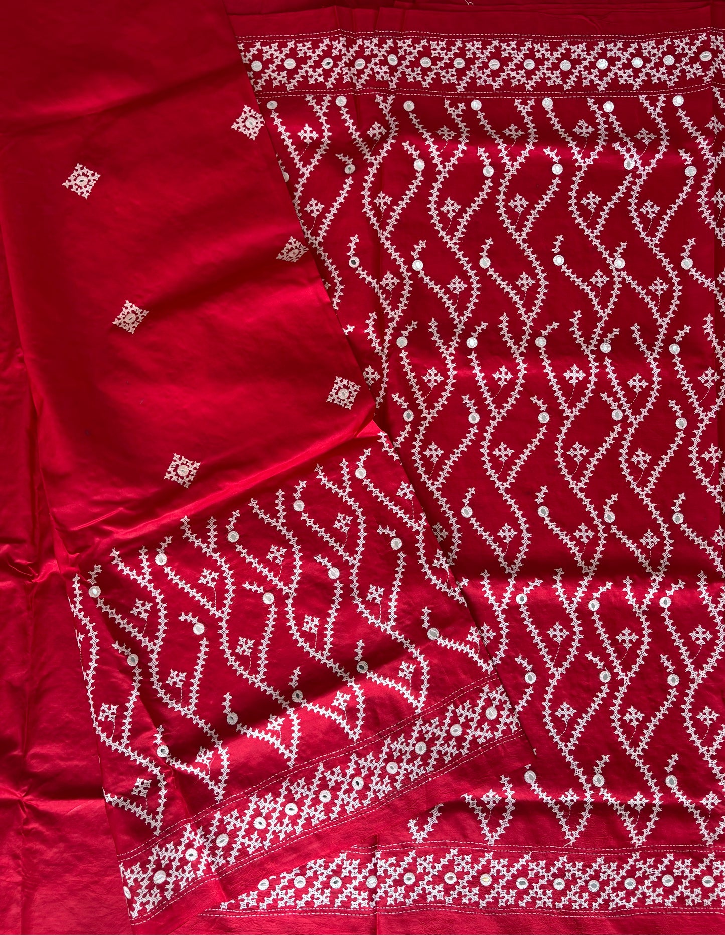 Kutch Hand Embroidered Pure Banglore Silk Saree – (Silk Marked)