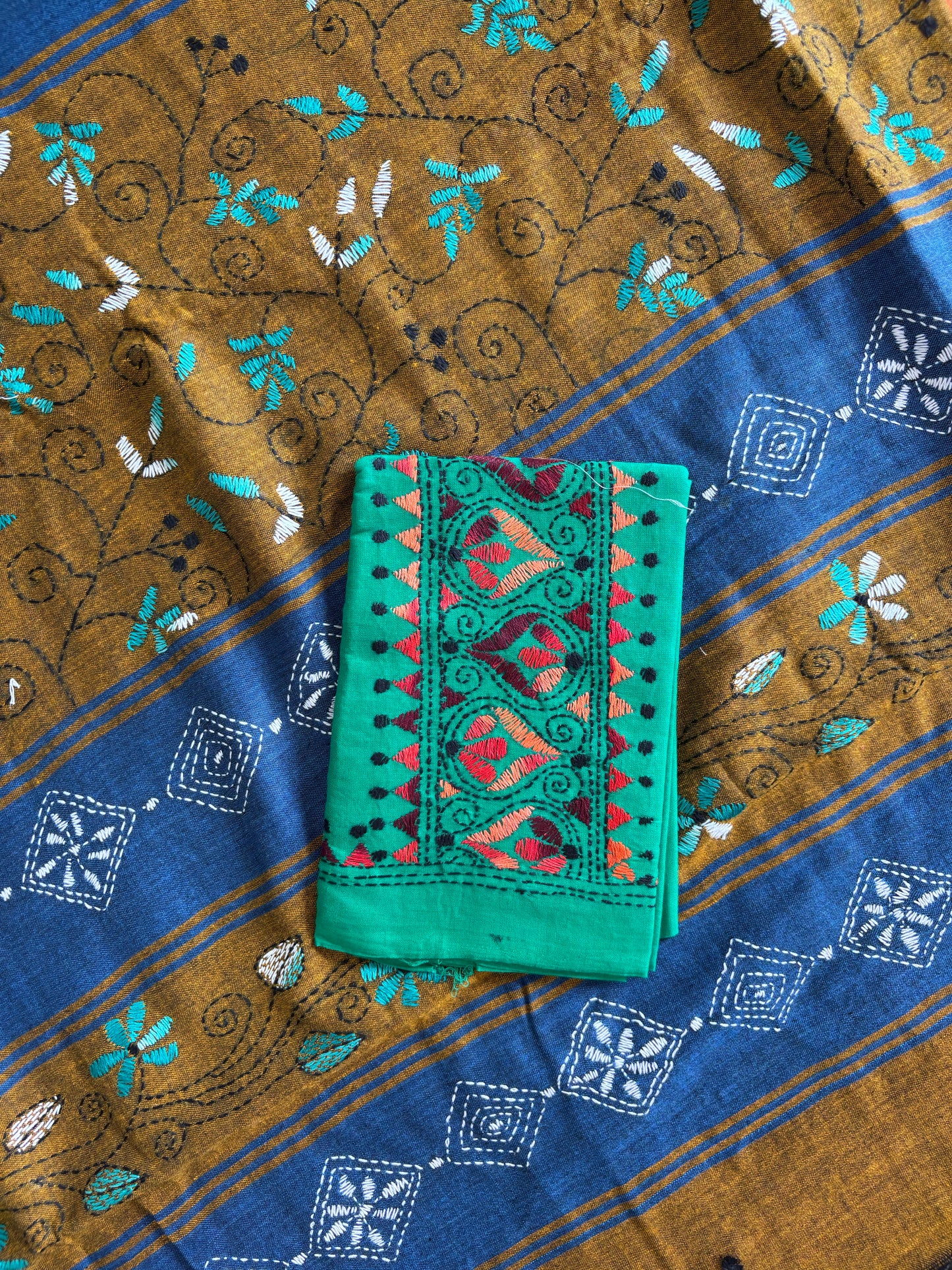 Kantha Hand Embroidered Pure Cotton Saree