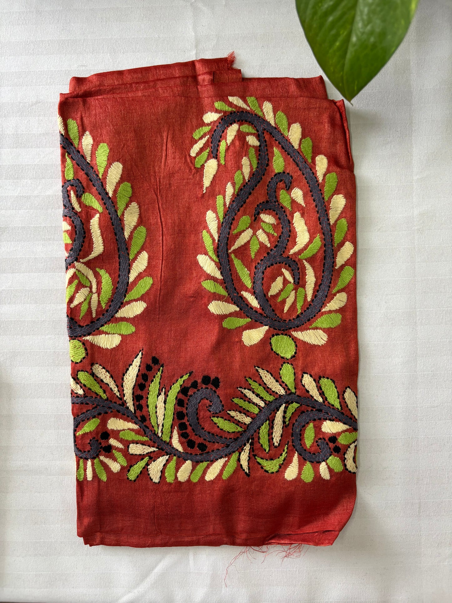 Kantha Stitch Pure Silk Blouse Piece