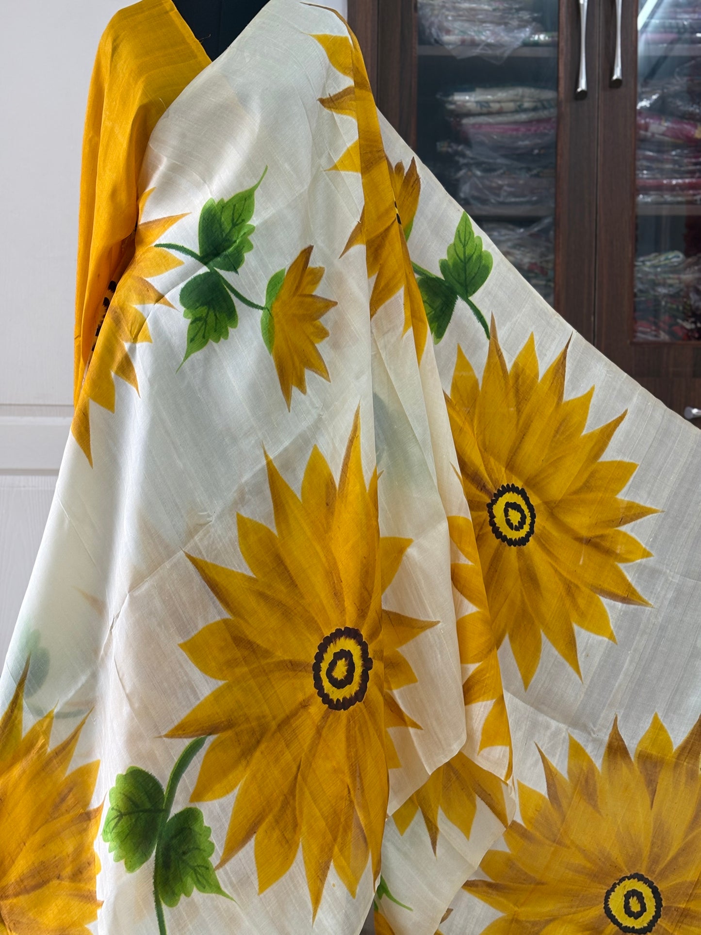 Exclusive Hand painted Pure Bishnupuri Silk Saree (Silk Marked)