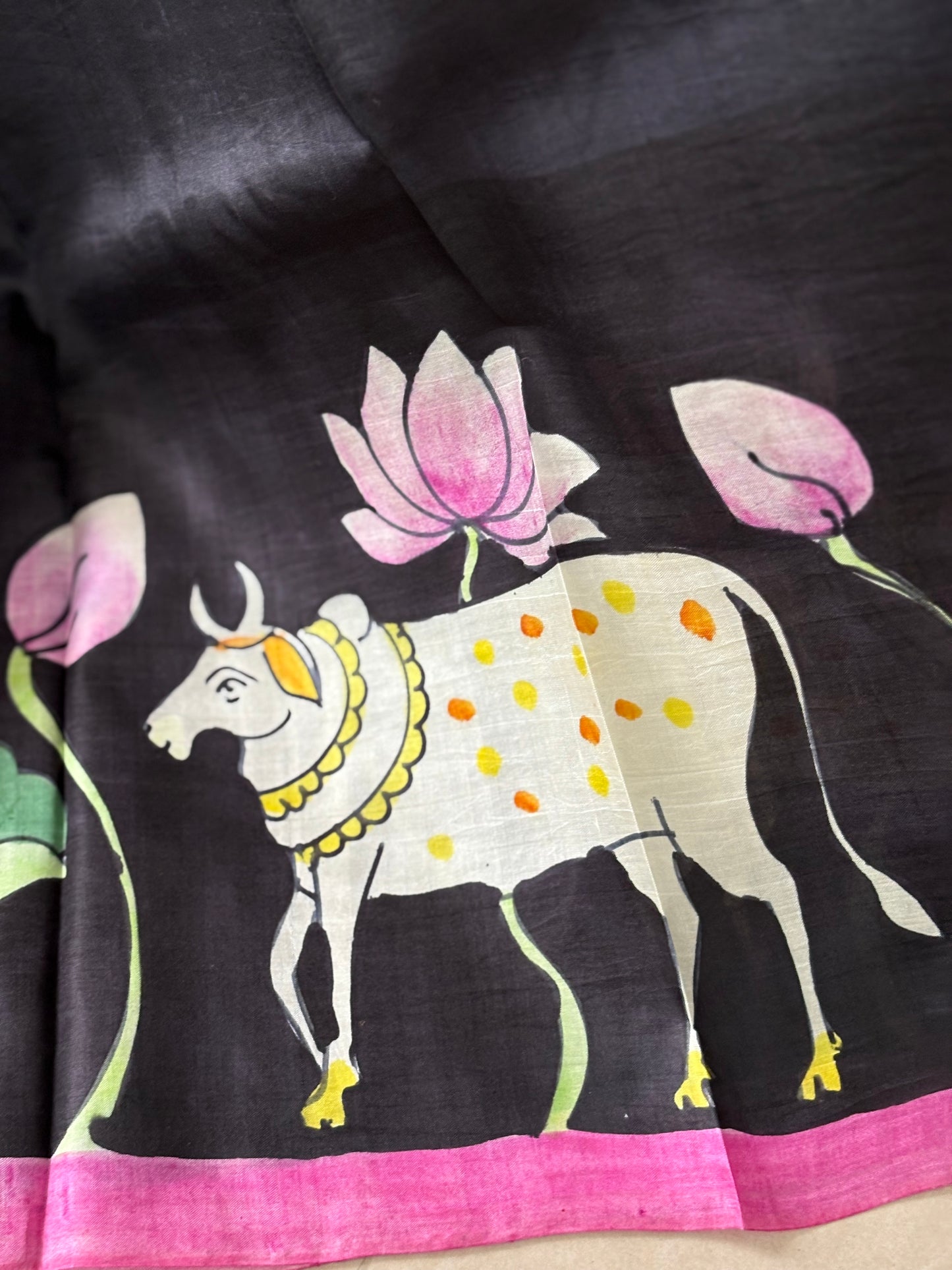 Exclusive Hand painted Pure Bishnupuri Silk Saree (Silk Marked)