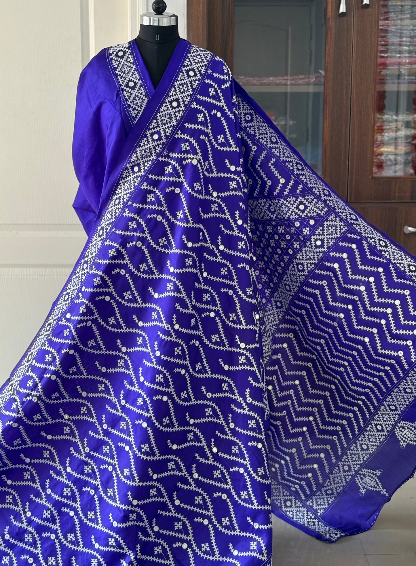 Kutch Hand Embroidered Pure Banglore Silk Saree