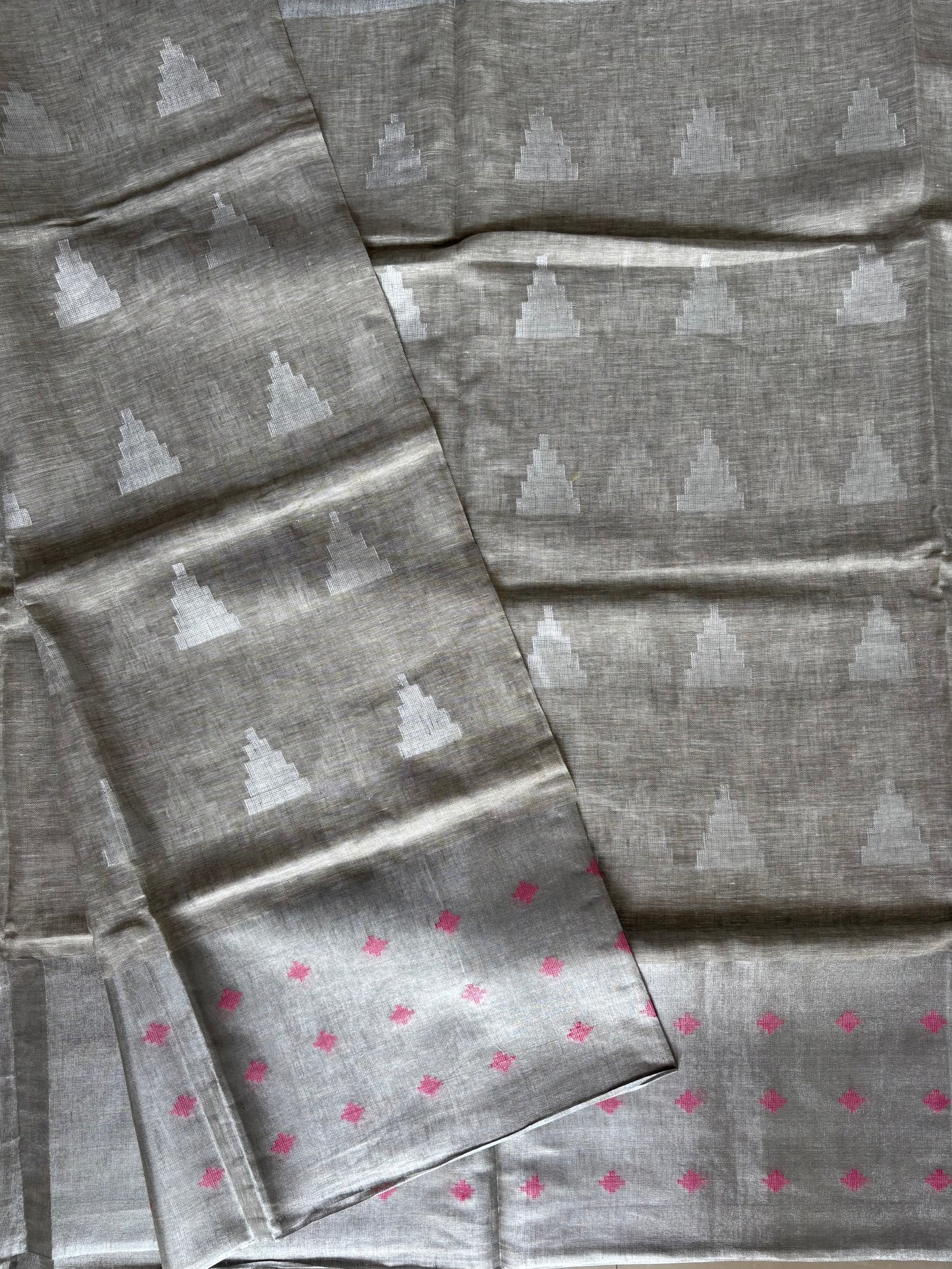 Pure Linen Saree With running Blouse