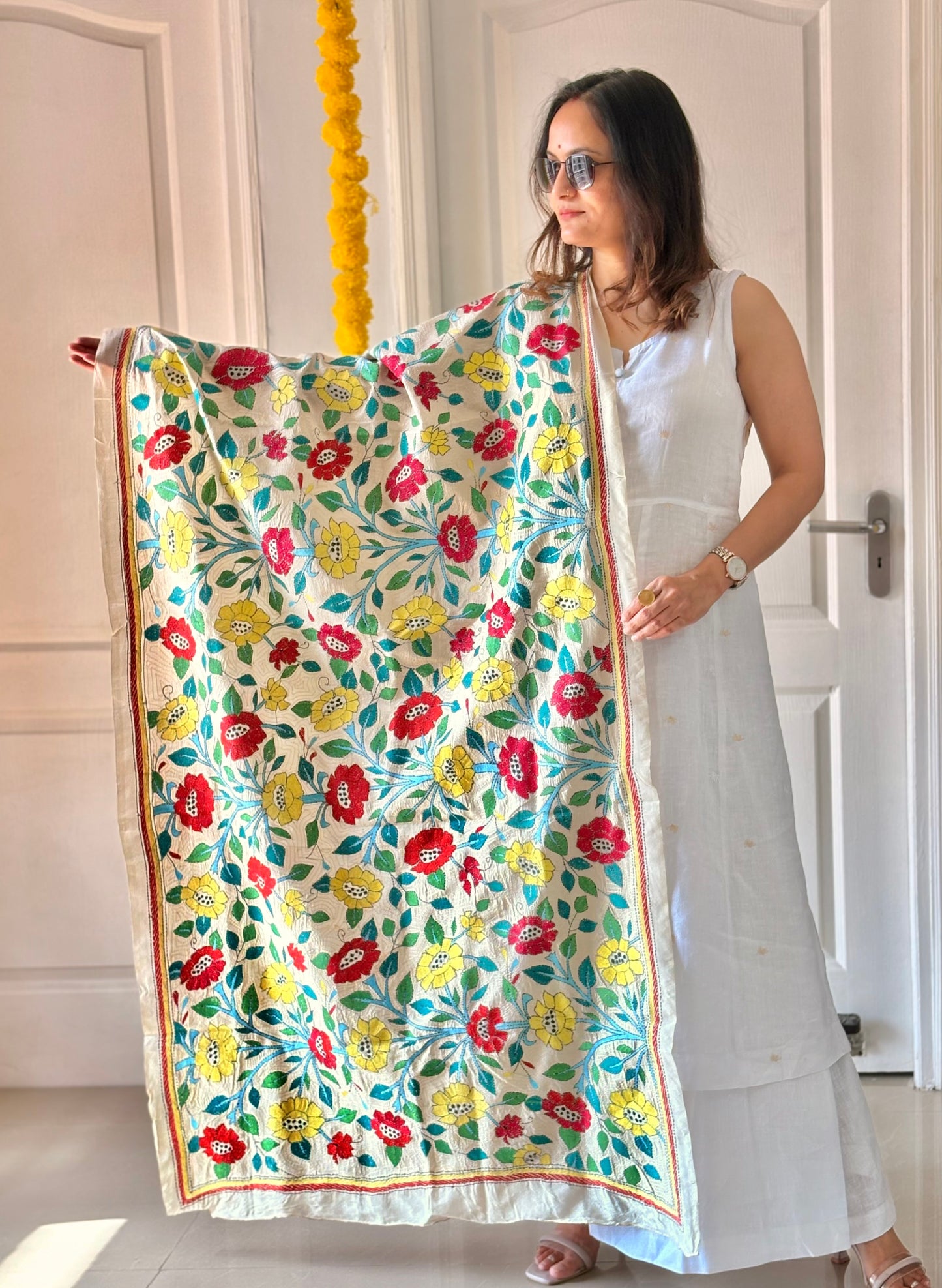 Nakshi Kantha Stitch Silk Dupatta