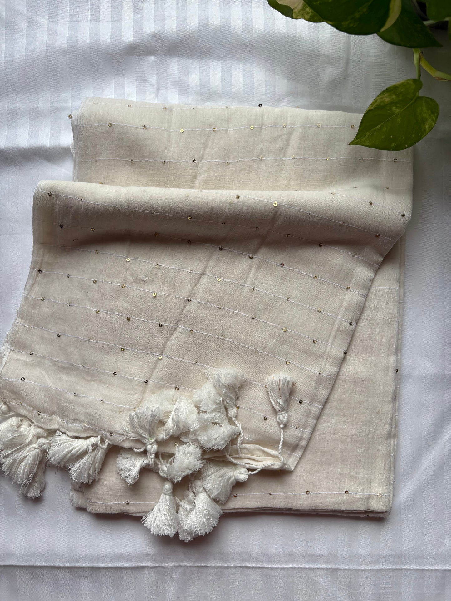 Jonaki Pure Mul Cotton Saree – off white