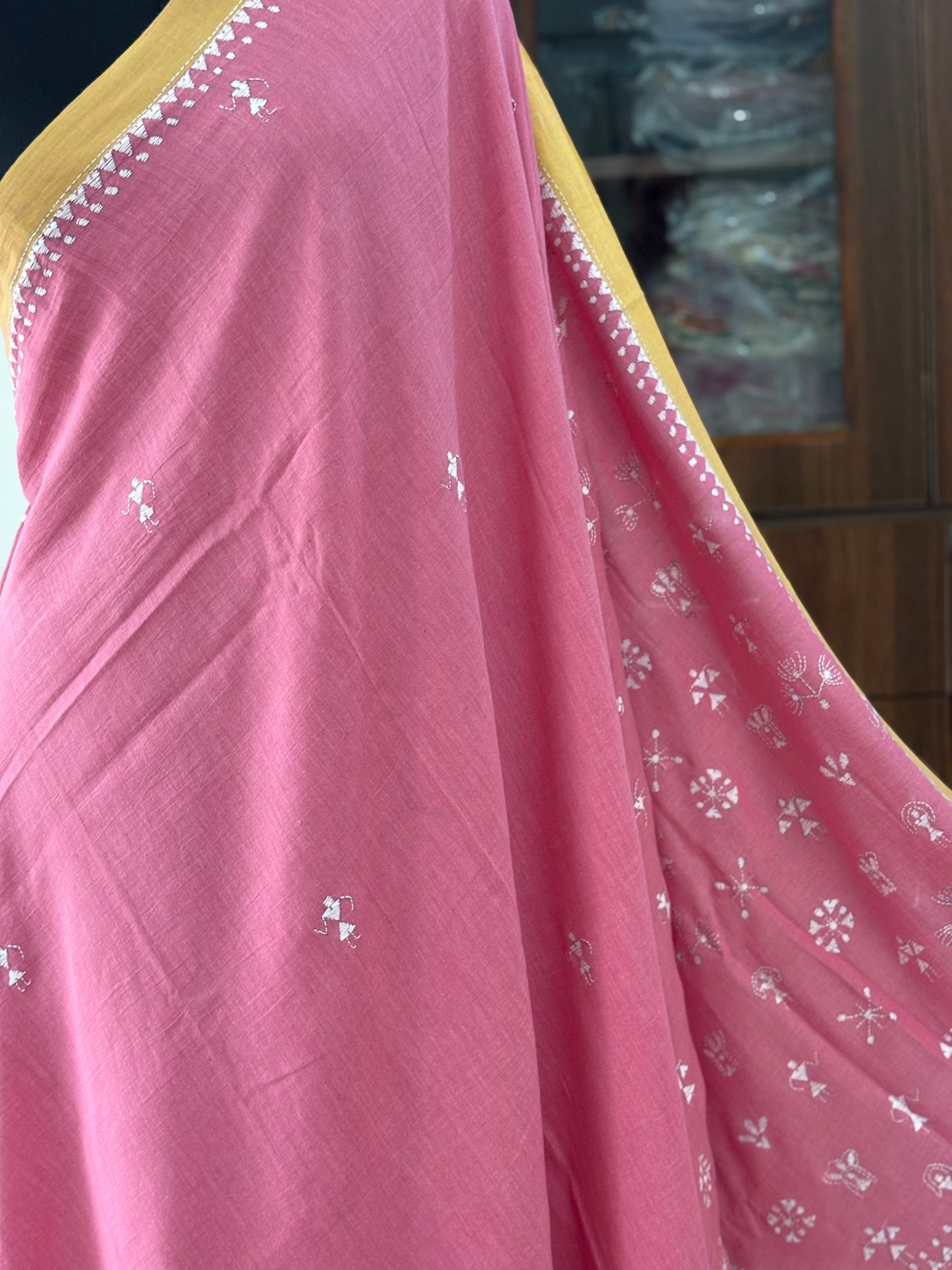 Kantha Hand Embroidered Pure Cotton Saree