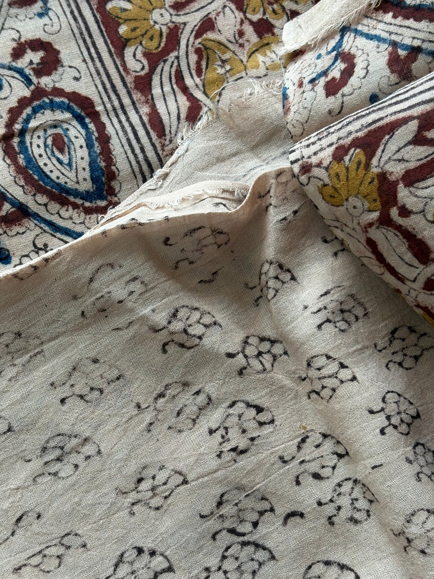 Kalamkari printed malmal cotton Saree with blouse