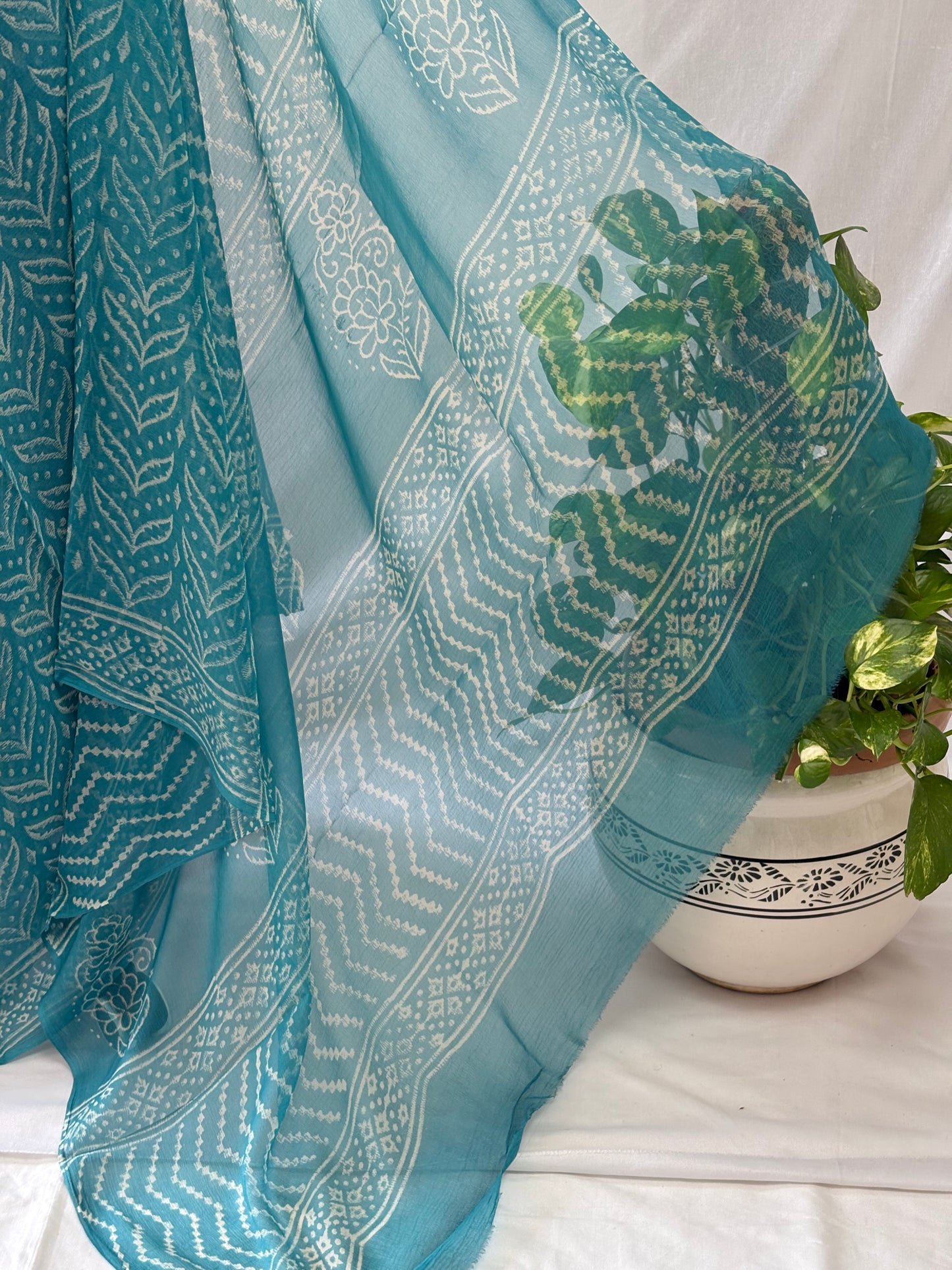 Hand Block Print Saree | Pure Chiffon