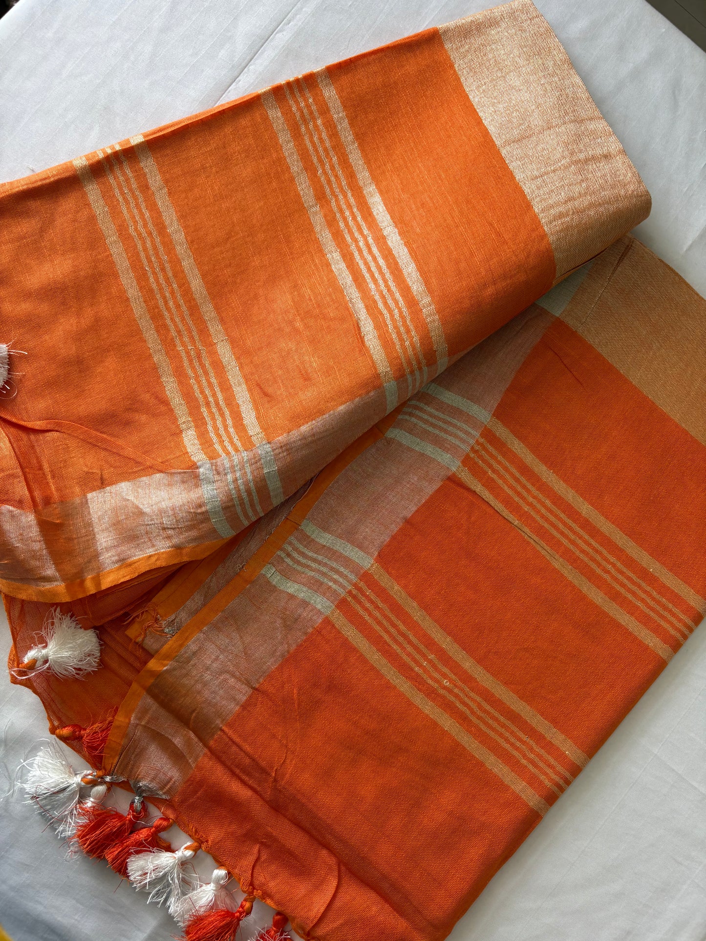 Cotton Linen Saree With running Blouse