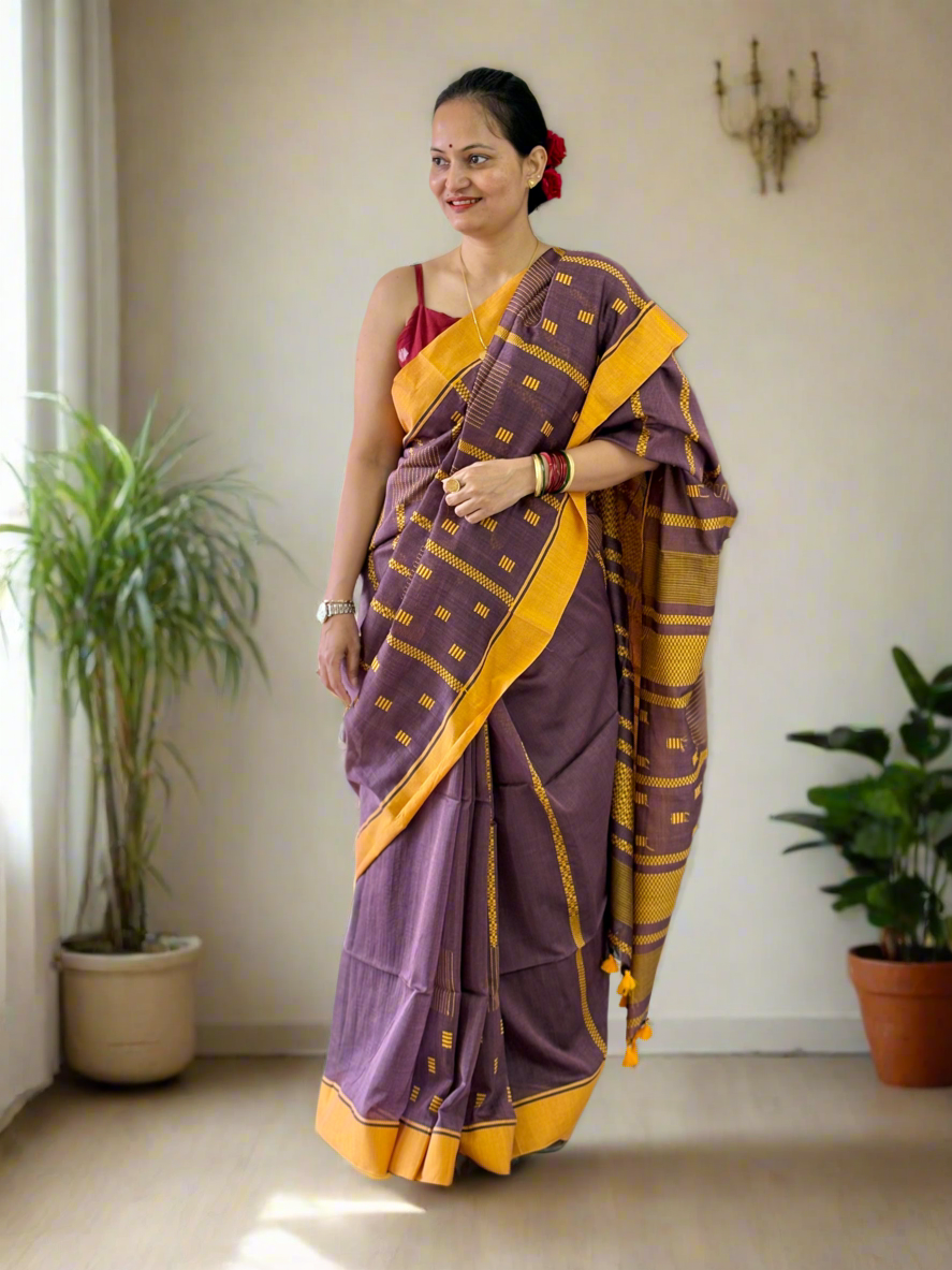 Mul Cotton handwoven Saree (Handloom Marked)