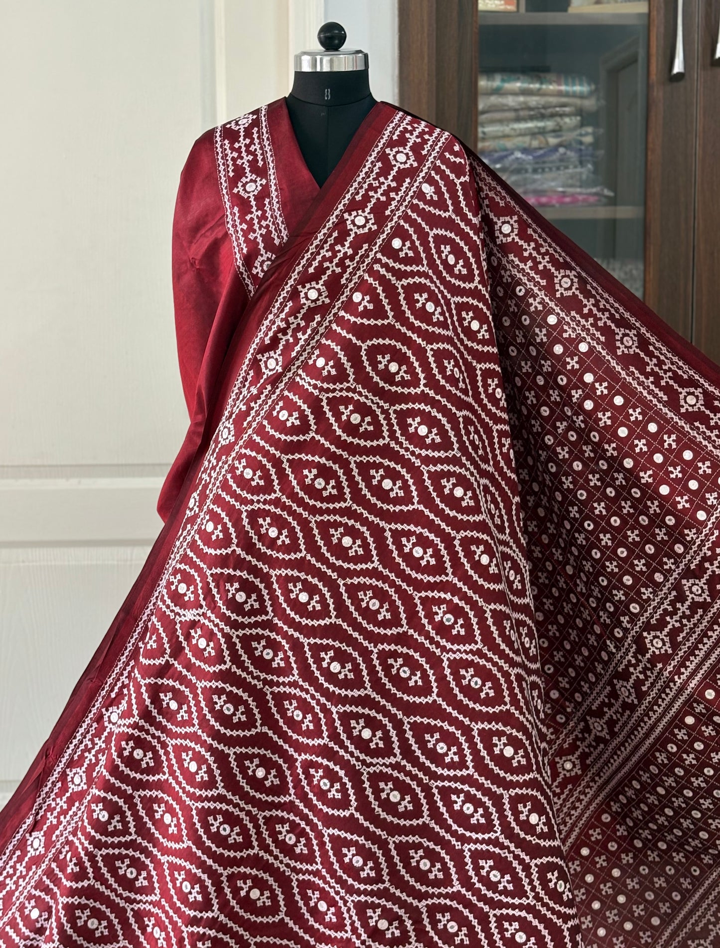 Kutch Hand Embroidered Pure Banglore Silk Saree