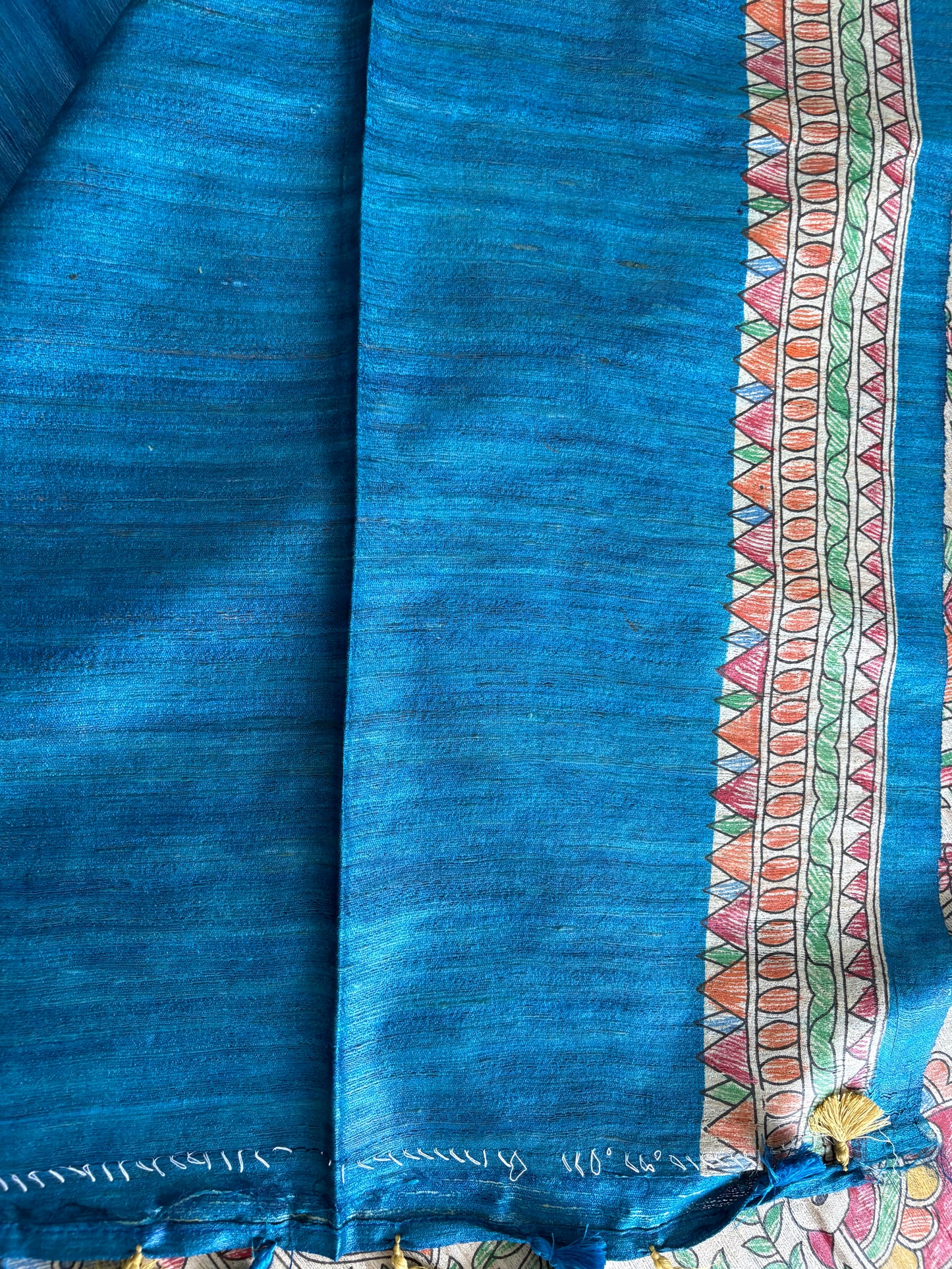 Pure Tussar Ghicha Silk Handcrafted Madhubani Saree (Silk Marked)