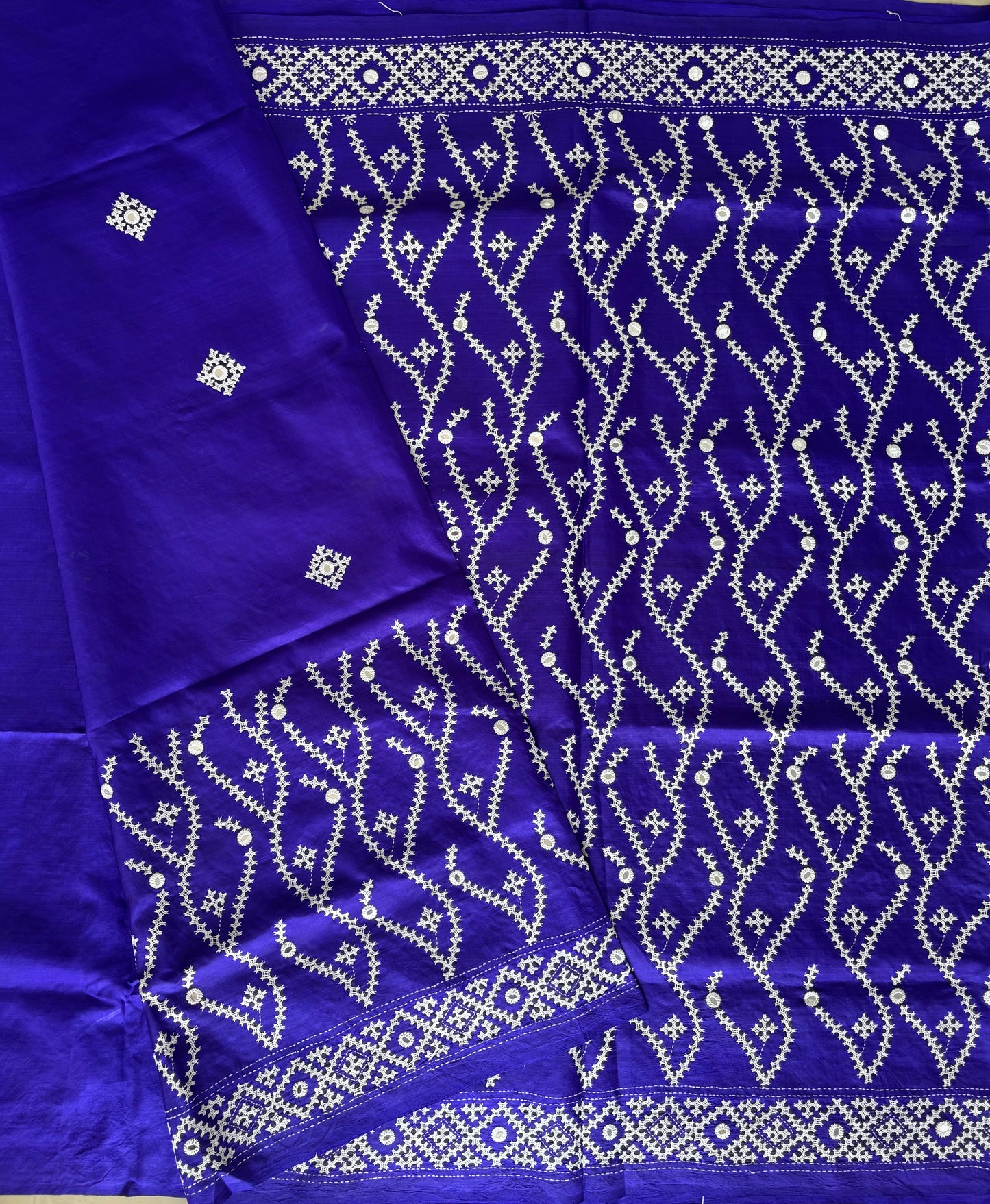 Kutch Hand Embroidered Pure Banglore Silk Saree