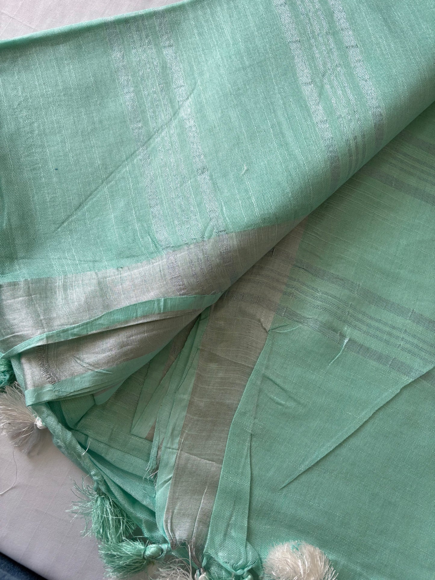 Cotton Linen Saree With running Blouse