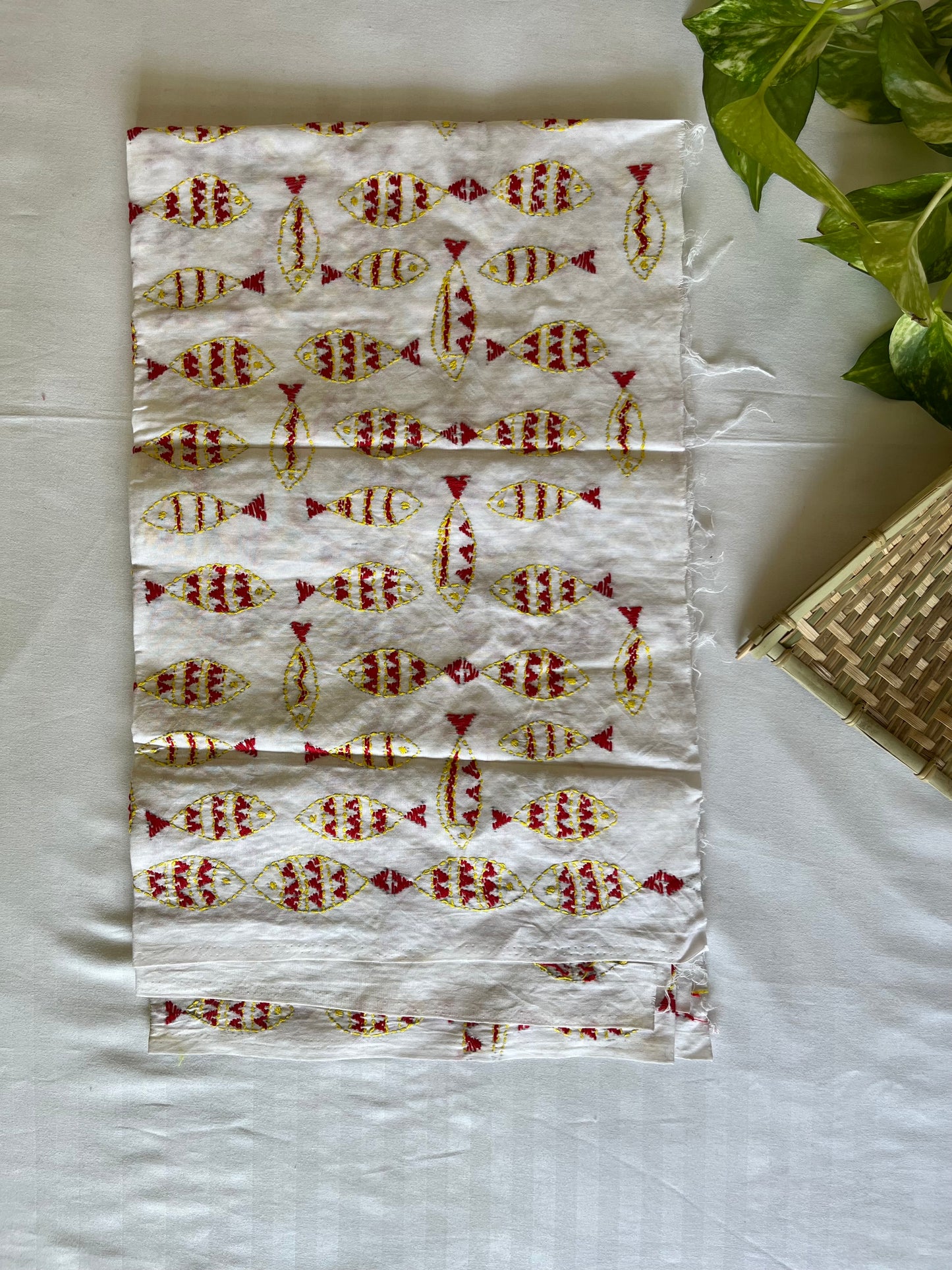Kantha Stitch Full Embroidered Pure Cotton Blouse Piece
