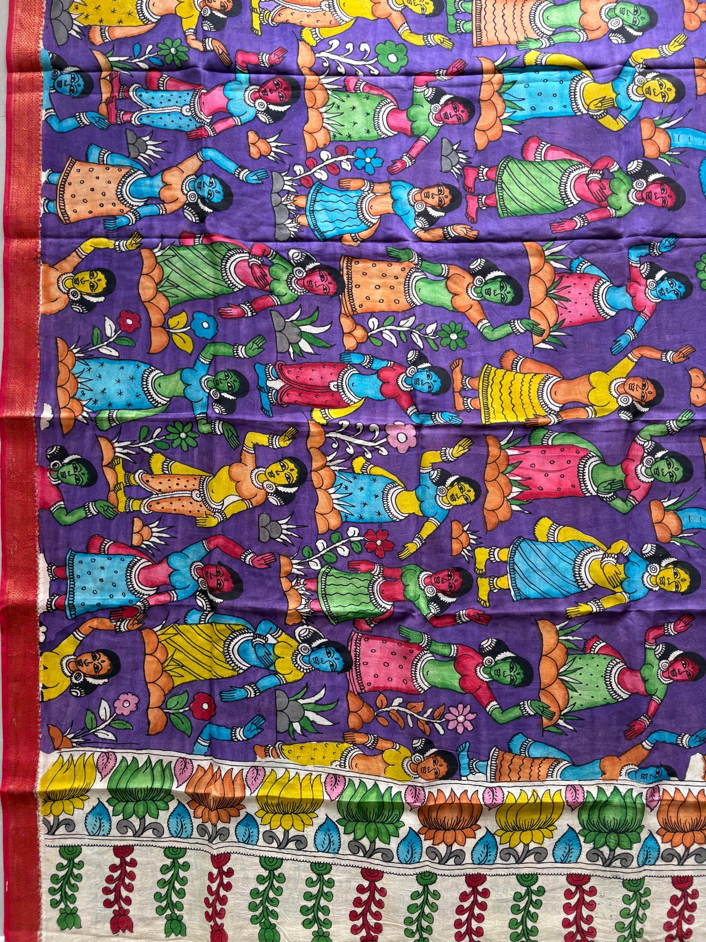 Pen Kalamkari hand painted Banglore Silk Dupatta