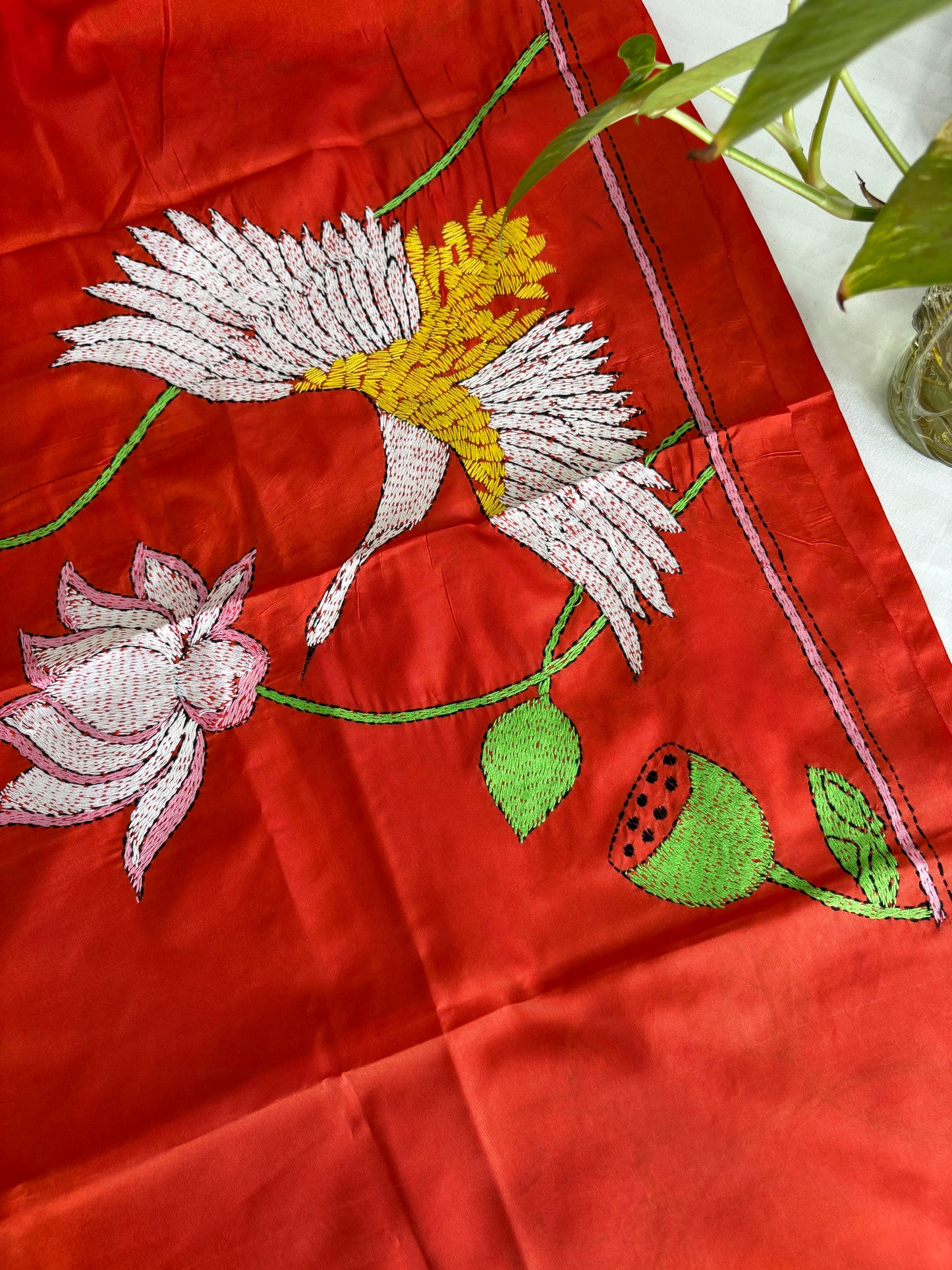 Kantha Stitch Art Silk Blouse Piece
