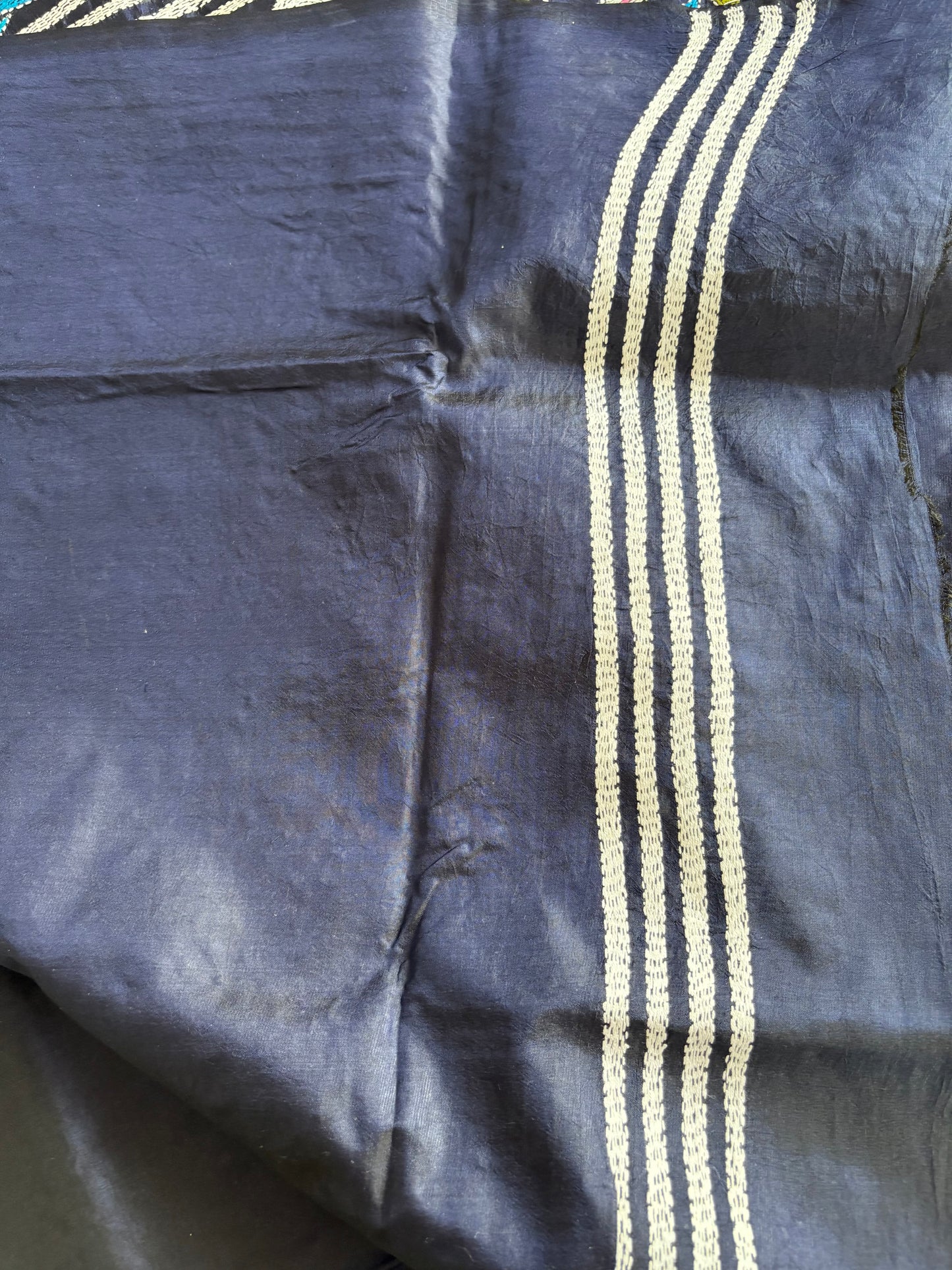 Kantha Hand Embroidered Pure Banglore Silk Saree (Silk Marked)